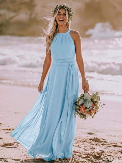 Long Chiffon A-Line Bridesmaid Dresses