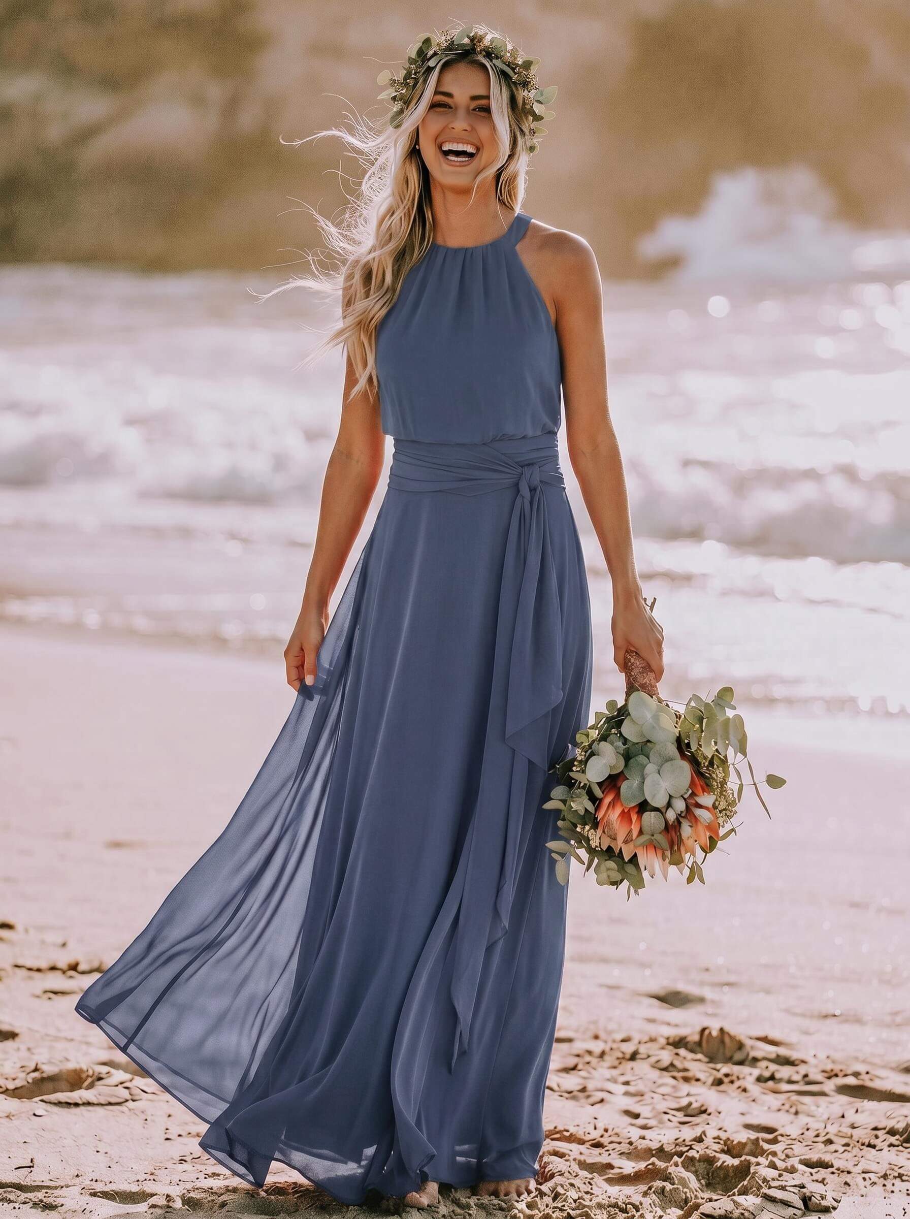 Long Chiffon A-Line Bridesmaid Dresses