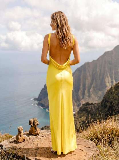 Sheath/Column Bateau Neck Floor-Length Stretch Satin Bridesmaid Dresses With Back Hole