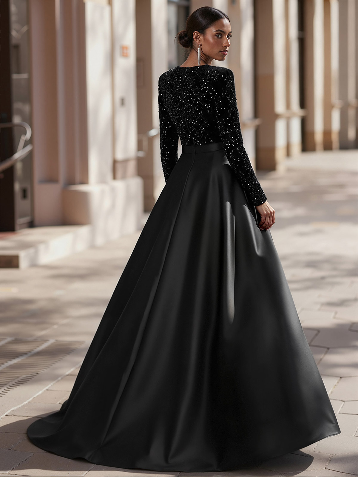 Jumpsuit/Pantsuit Plunge Neck Satin Long Sleeves Mother of the Bride Dresses