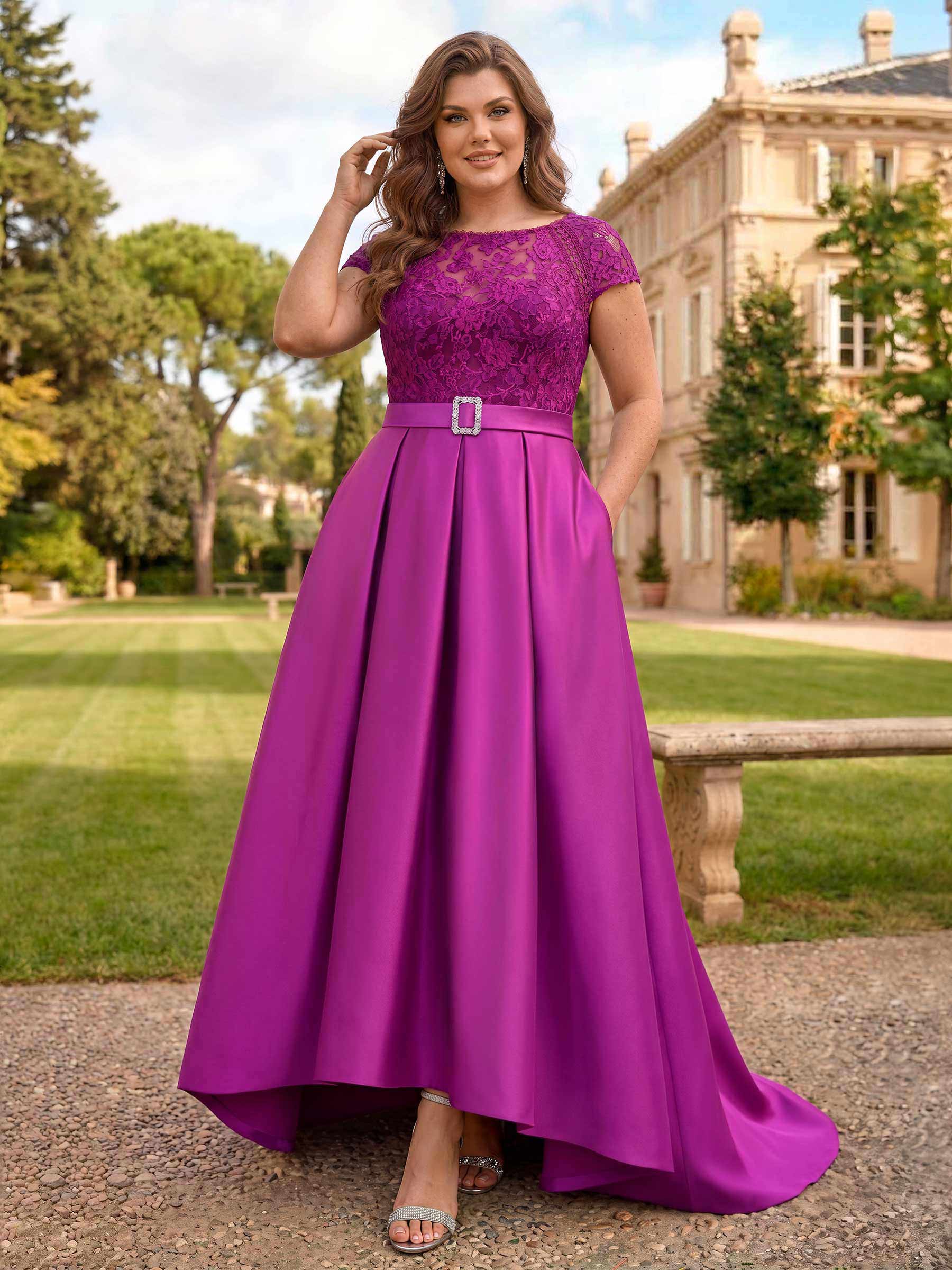 Lace Elegant A-Line Mother Of The Bride Dresses With Beading Satin