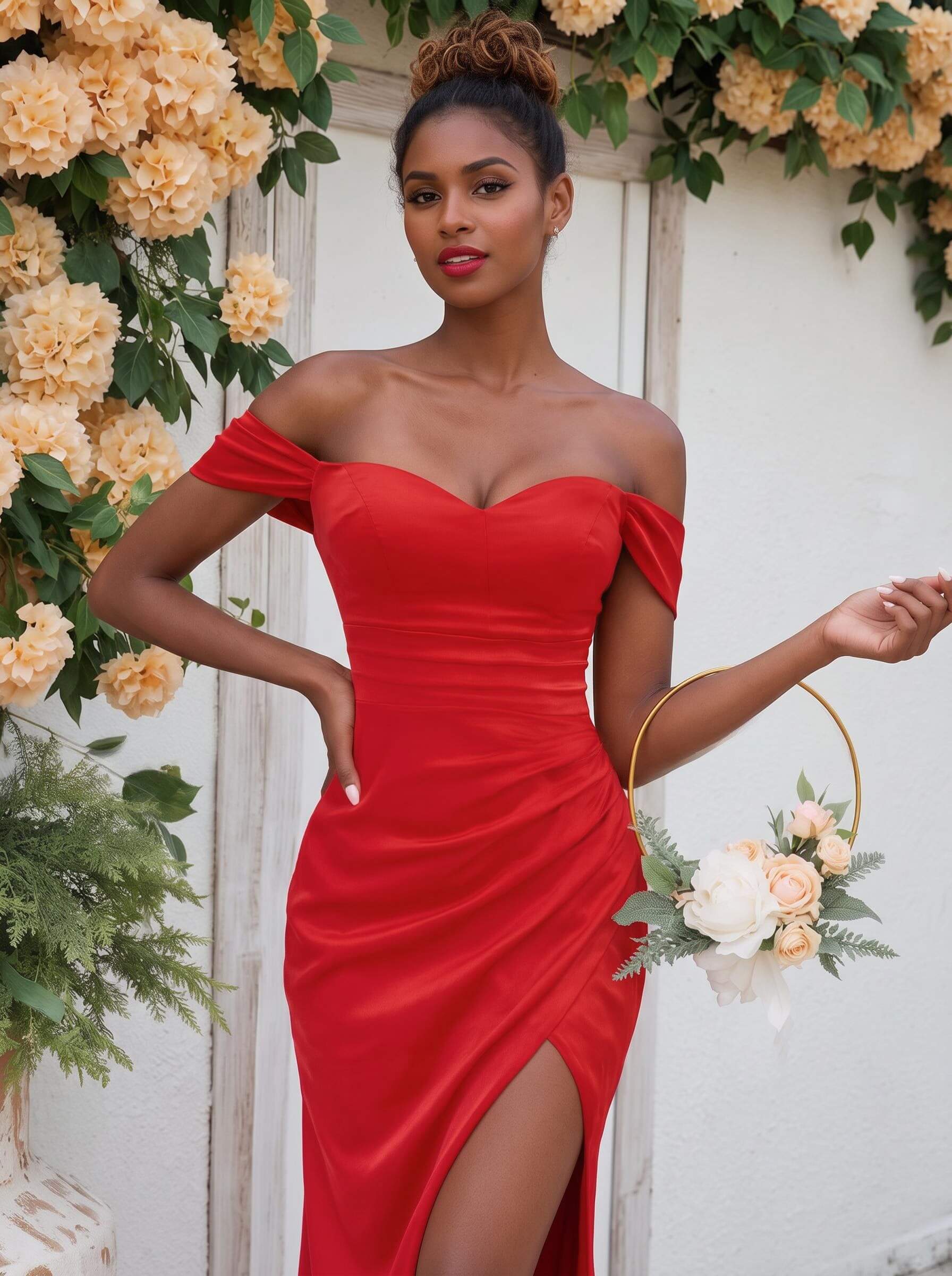 Trumpet/Mermaid Off-The-Shoulder Silk Like Satin Bridesmaid Dresses With Split Front, product image 4