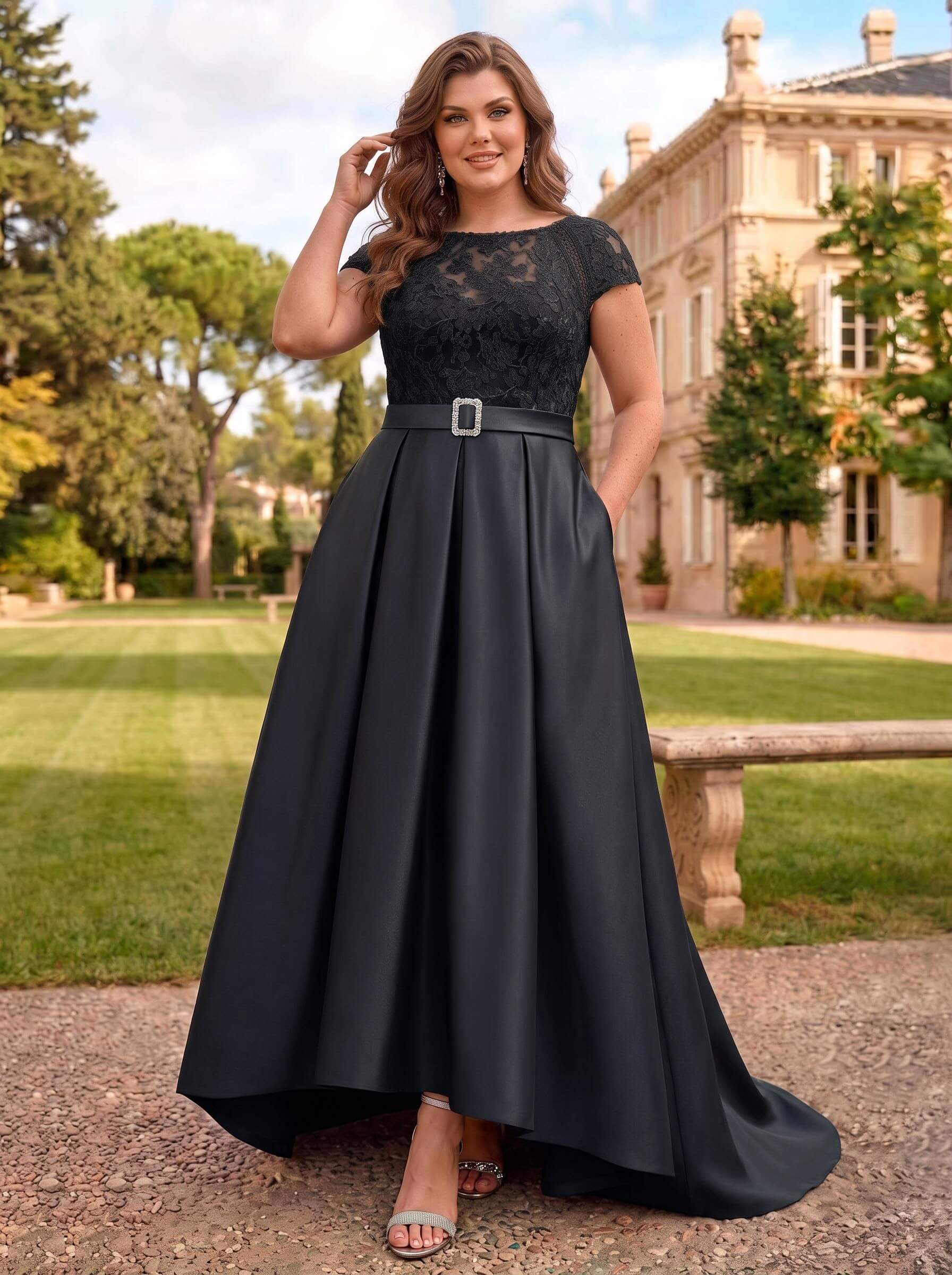 Lace Elegant A-Line Mother Of The Bride Dresses With Beading Satin