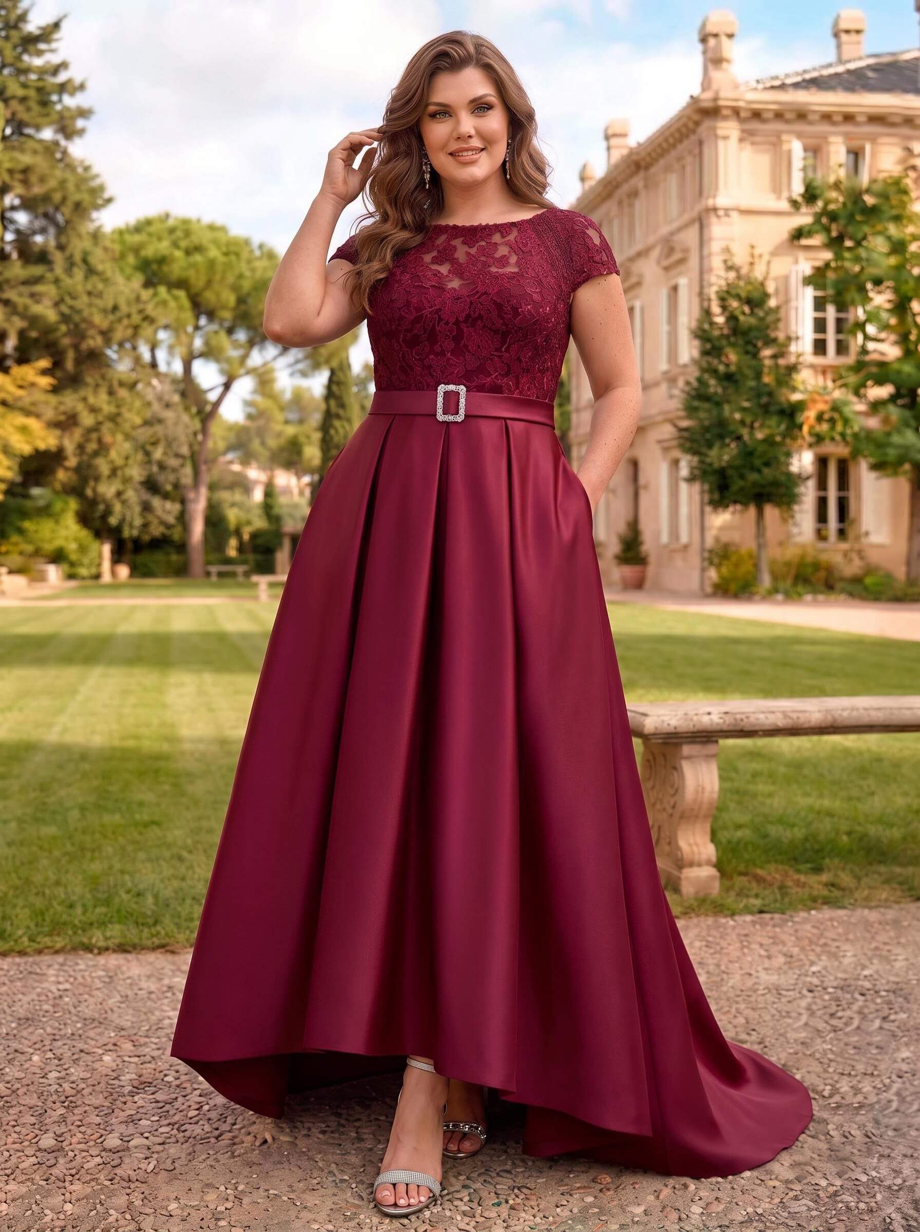 Lace Elegant A-Line Mother Of The Bride Dresses With Beading Satin