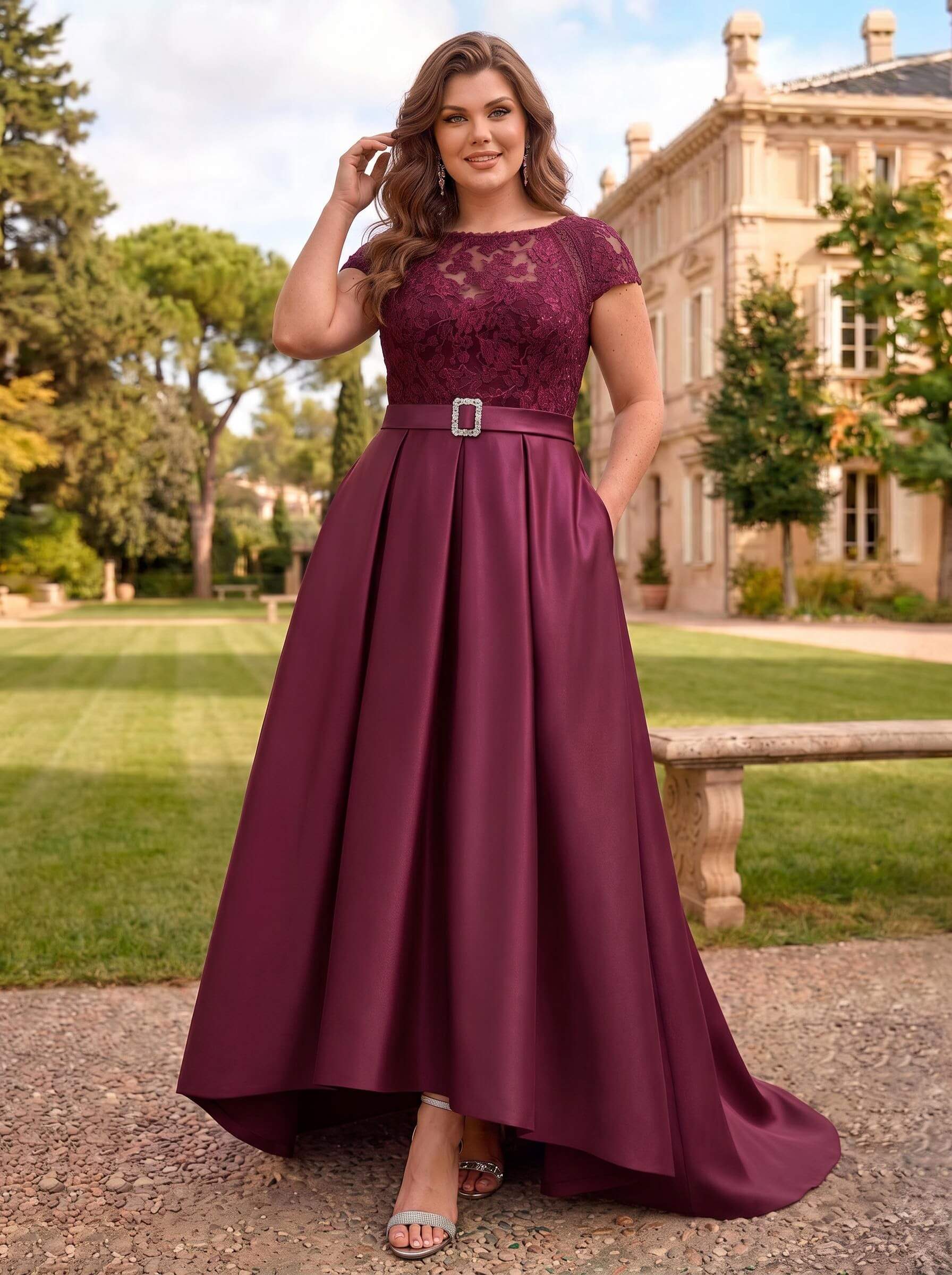 Lace Elegant A-Line Mother Of The Bride Dresses With Beading Satin