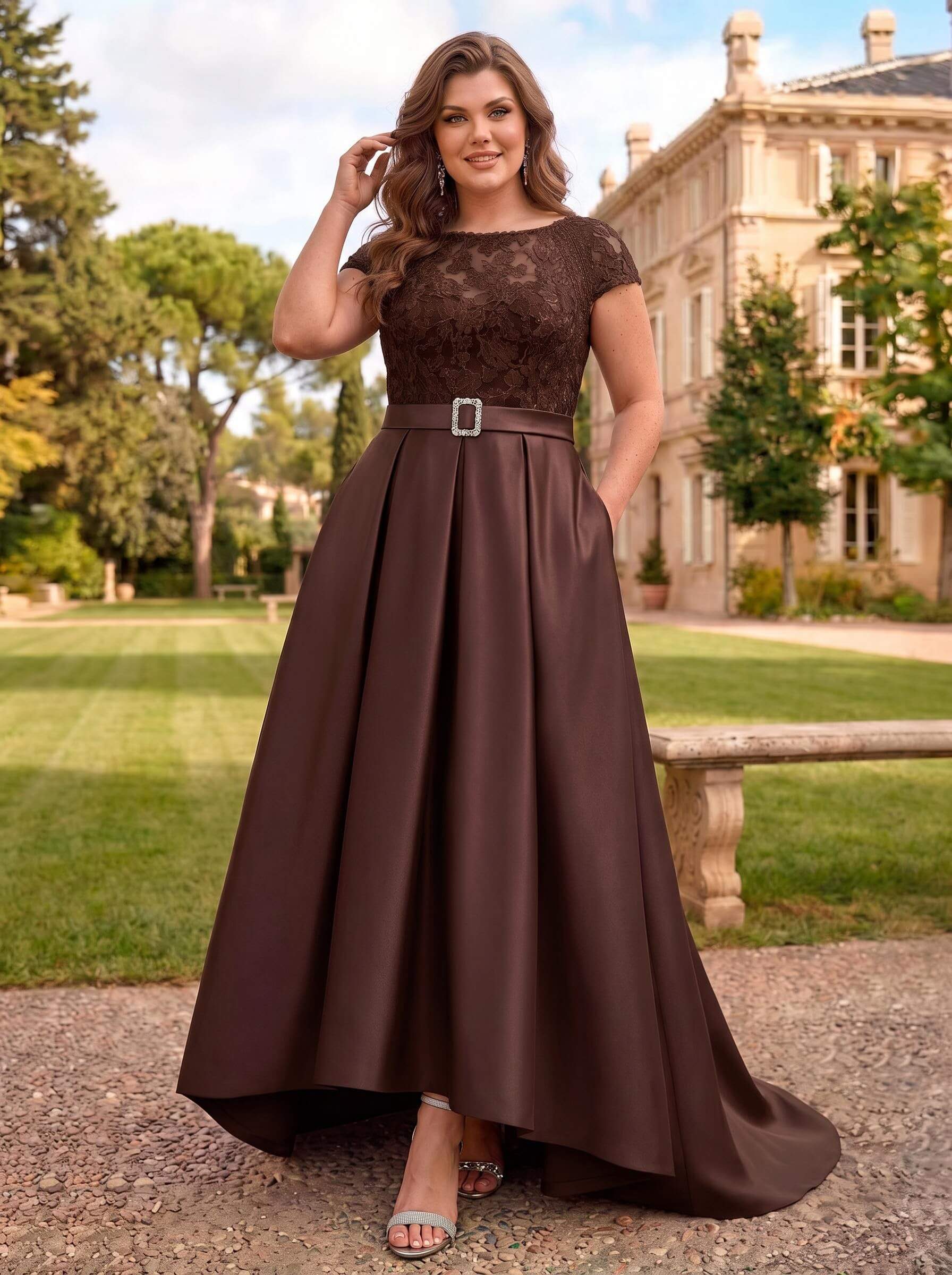 Lace Elegant A-Line Mother Of The Bride Dresses With Beading Satin