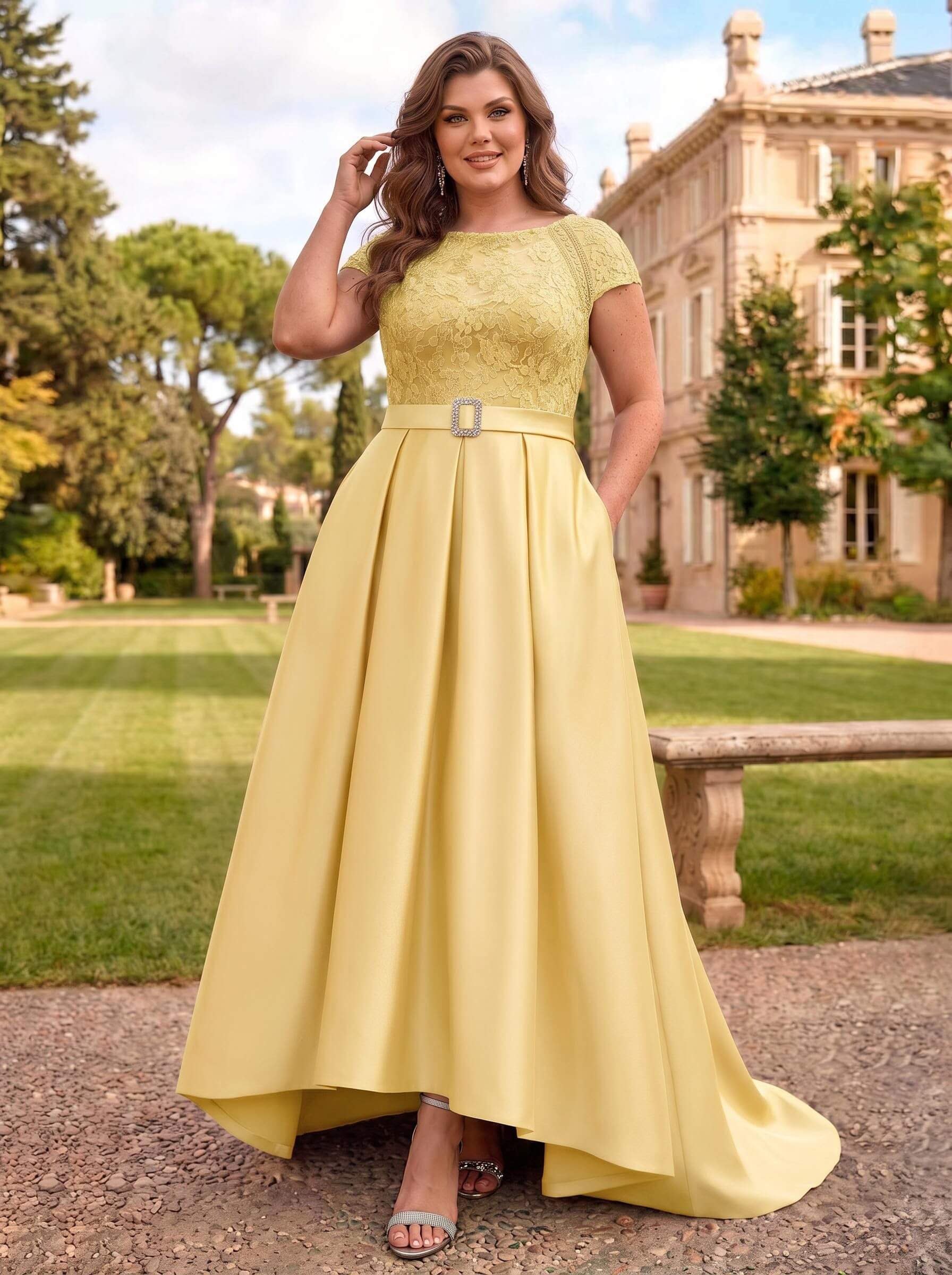 Lace Elegant A-Line Mother Of The Bride Dresses With Beading Satin