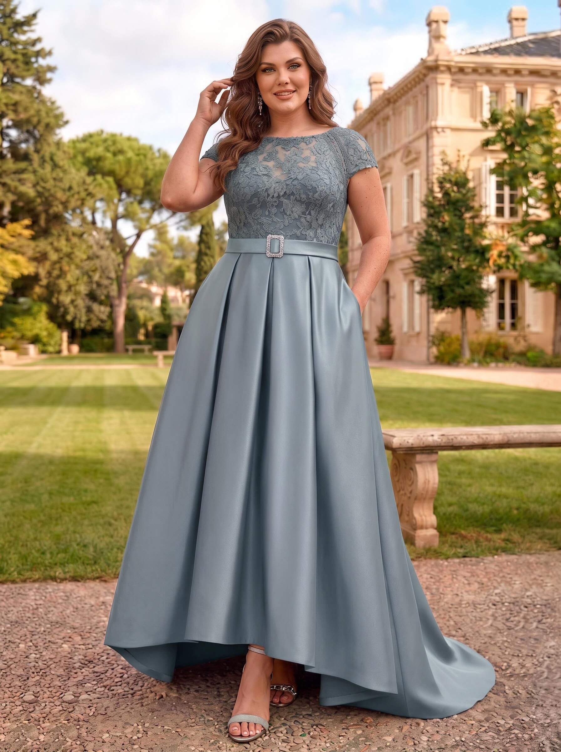 Lace Elegant A-Line Mother Of The Bride Dresses With Beading Satin