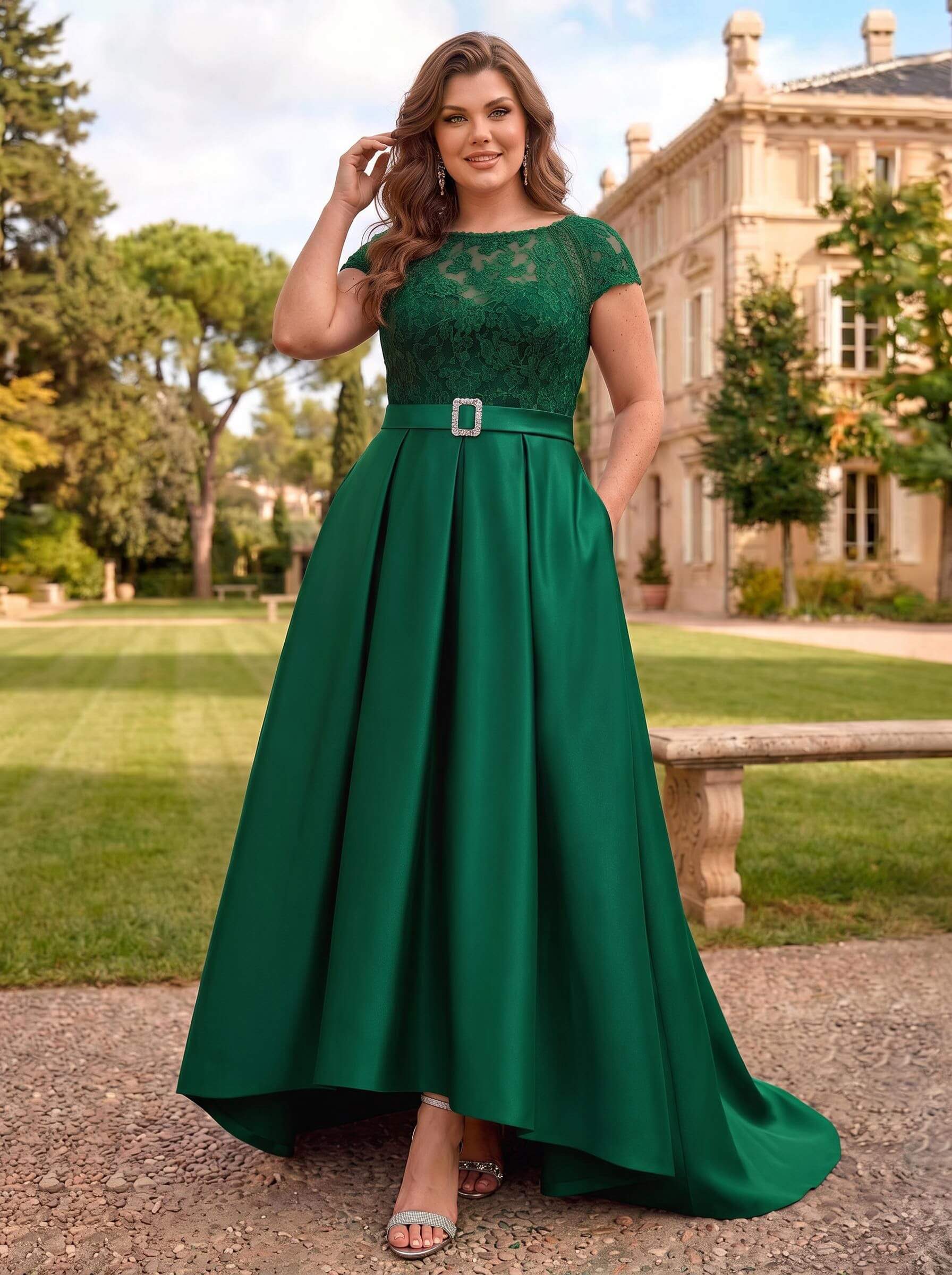 Lace Elegant A-Line Mother Of The Bride Dresses With Beading Satin