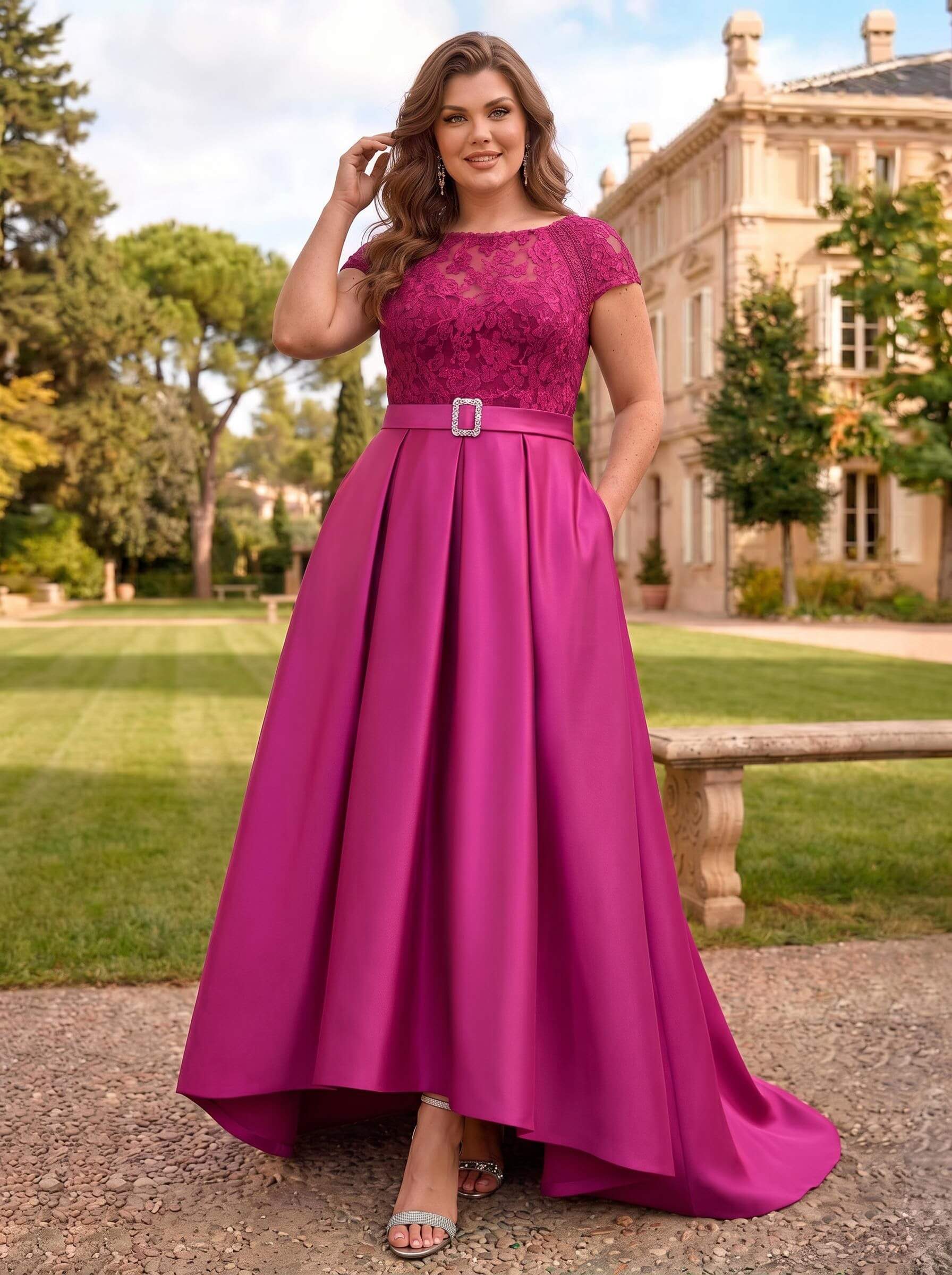 Lace Elegant A-Line Mother Of The Bride Dresses With Beading Satin