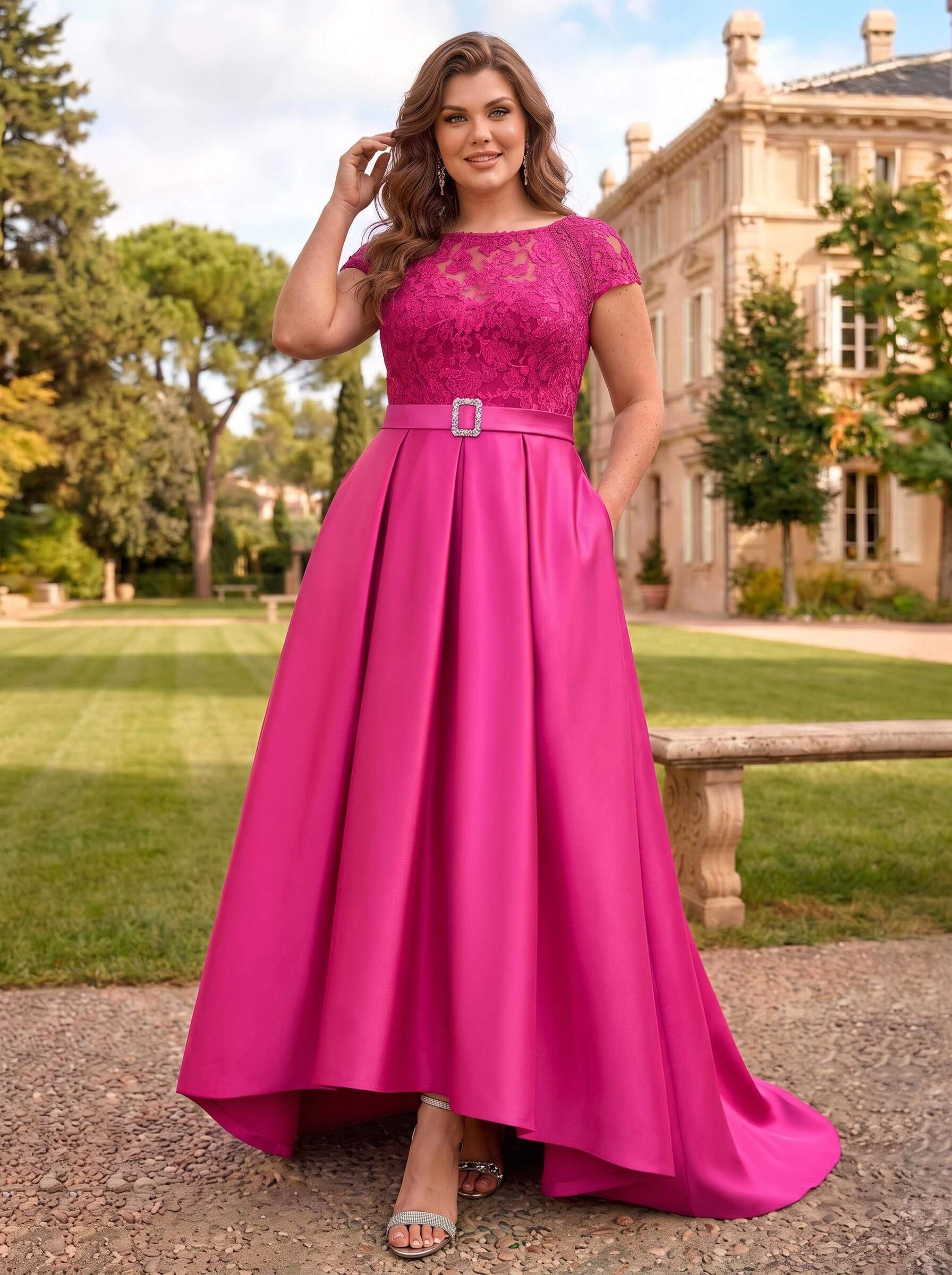 Lace Elegant A-Line Mother Of The Bride Dresses With Beading Satin