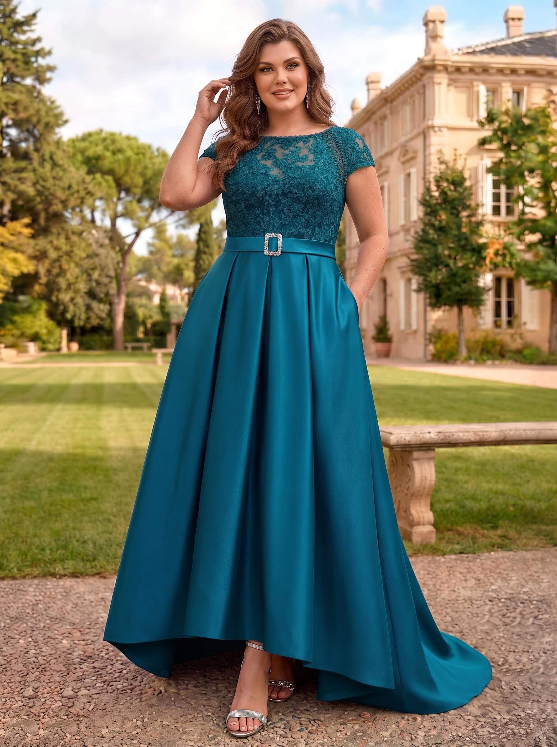 Lace Elegant A-Line Mother Of The Bride Dresses With Beading Satin