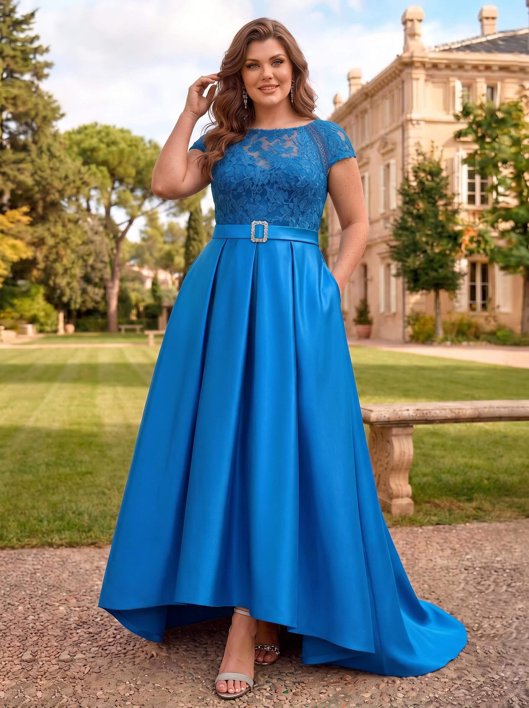 Lace Elegant A-Line Mother Of The Bride Dresses With Beading Satin