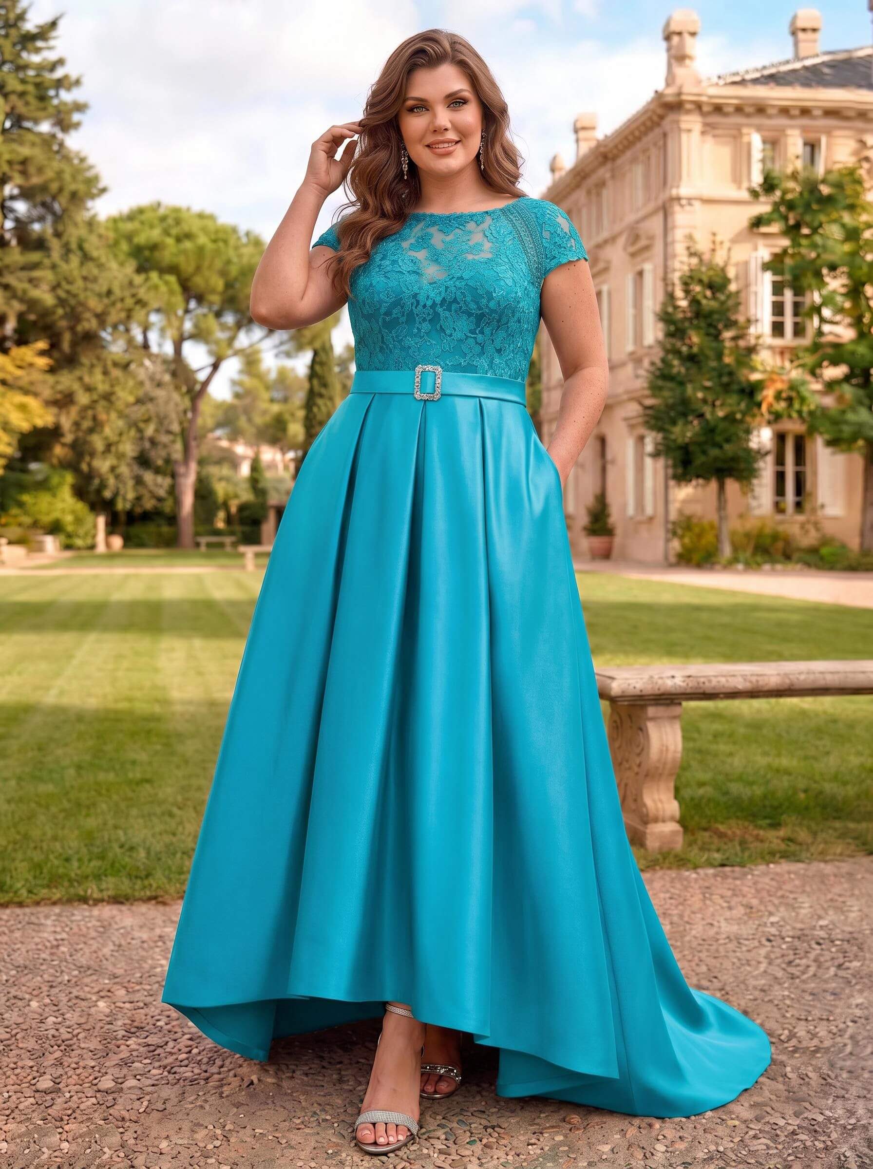 Lace Elegant A-Line Mother Of The Bride Dresses With Beading Satin