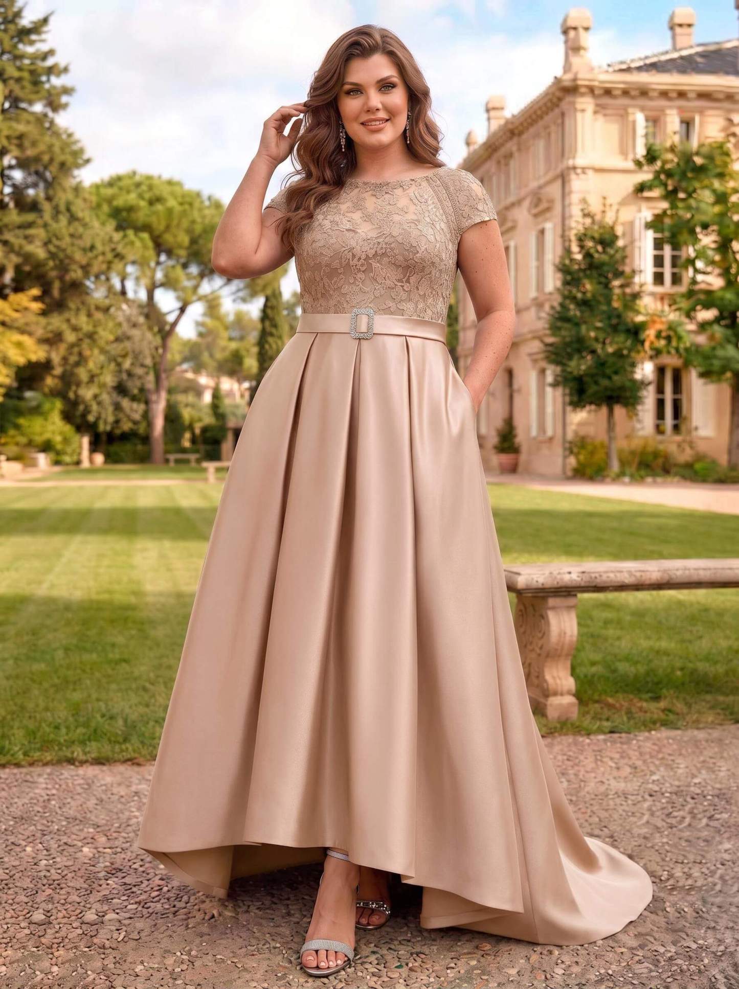 Lace Elegant A-Line Mother Of The Bride Dresses With Beading Satin