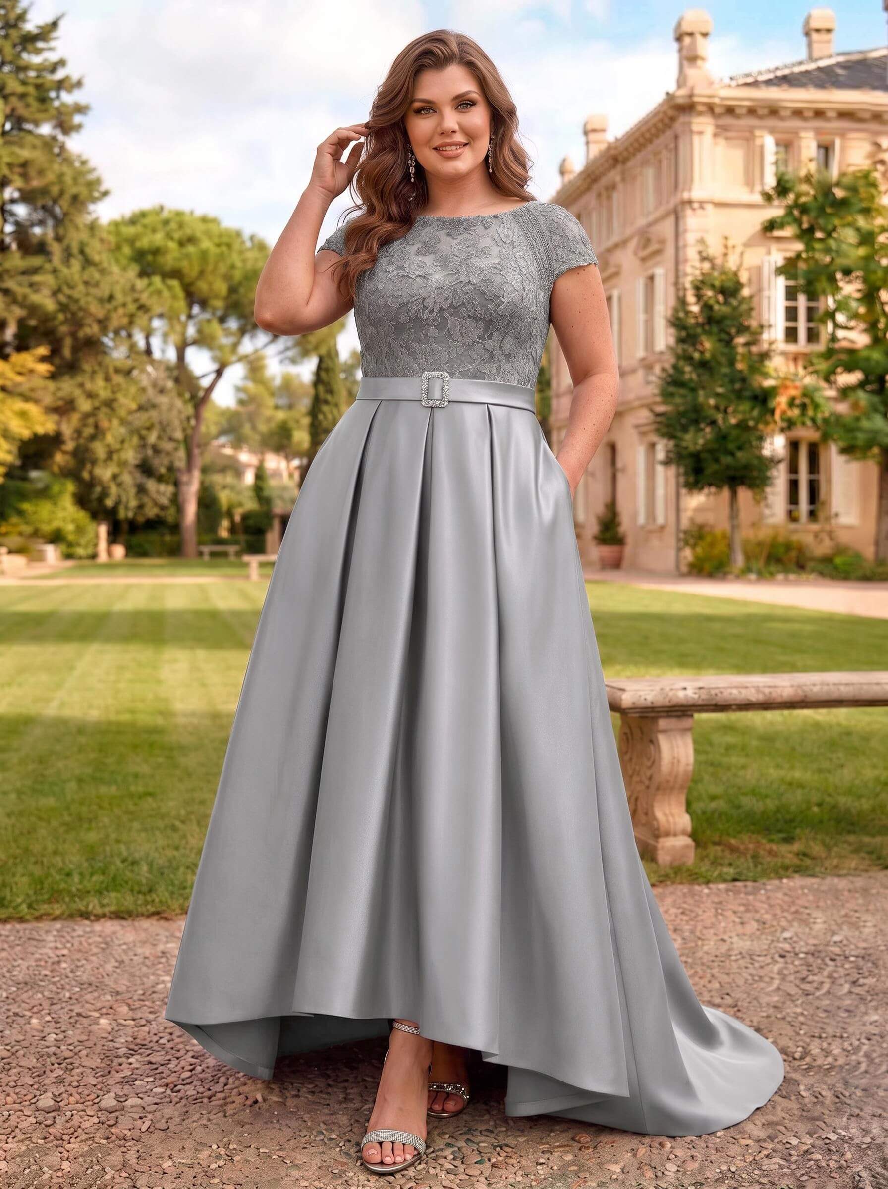Lace Elegant A-Line Mother Of The Bride Dresses With Beading Satin