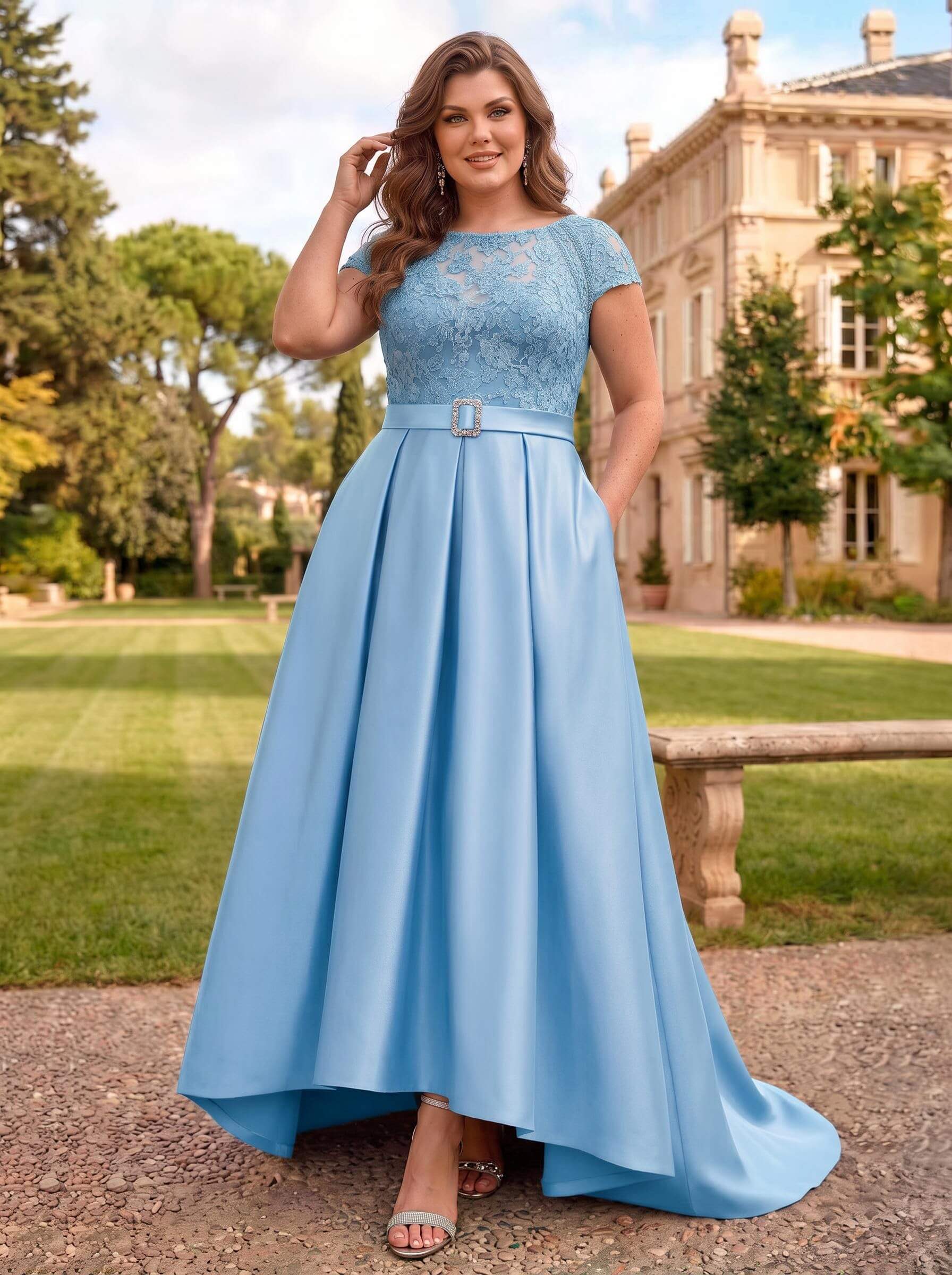 Lace Elegant A-Line Mother Of The Bride Dresses With Beading Satin