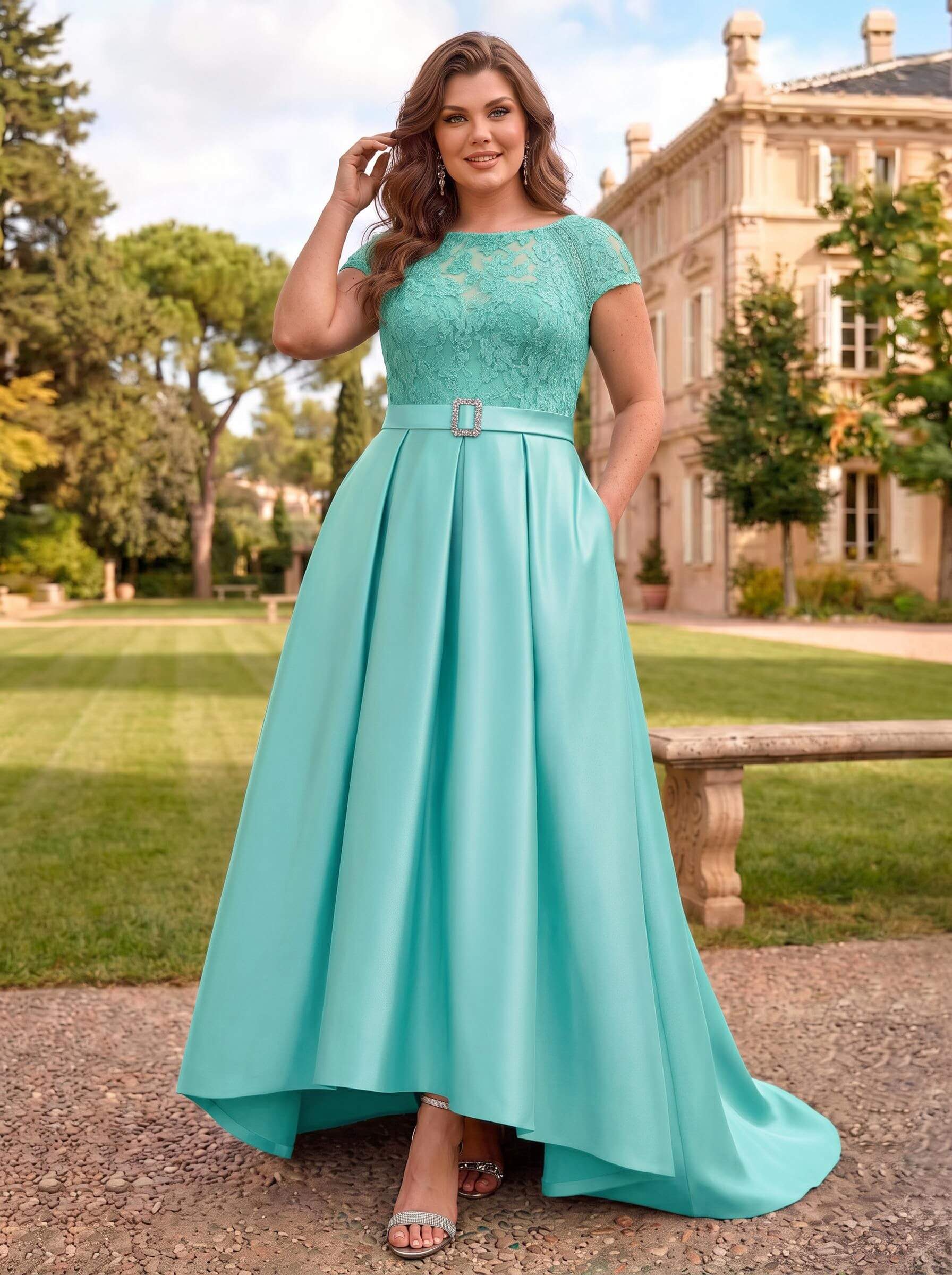 Lace Elegant A-Line Mother Of The Bride Dresses With Beading Satin