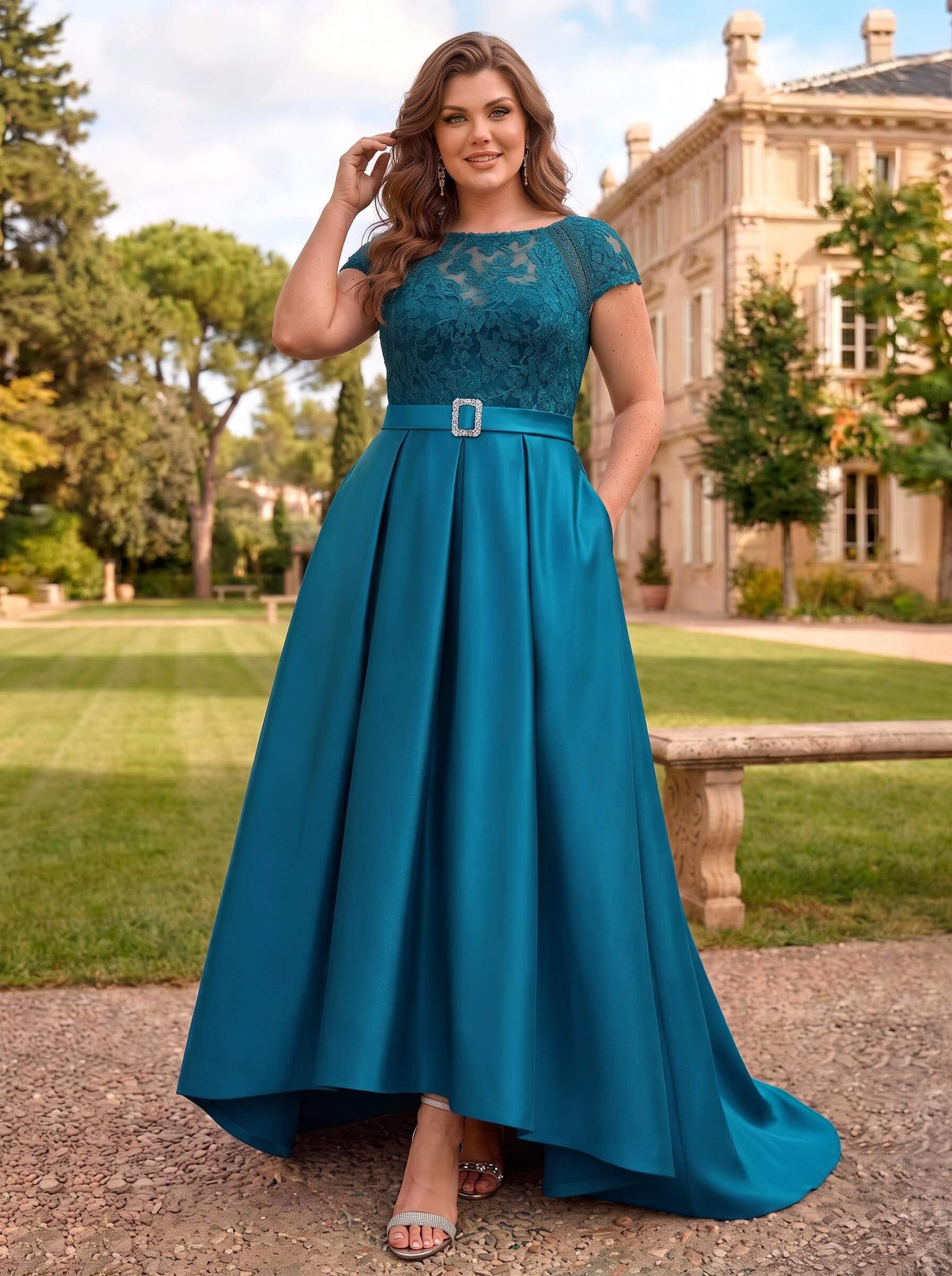 Lace Elegant A-Line Mother Of The Bride Dresses With Beading Satin