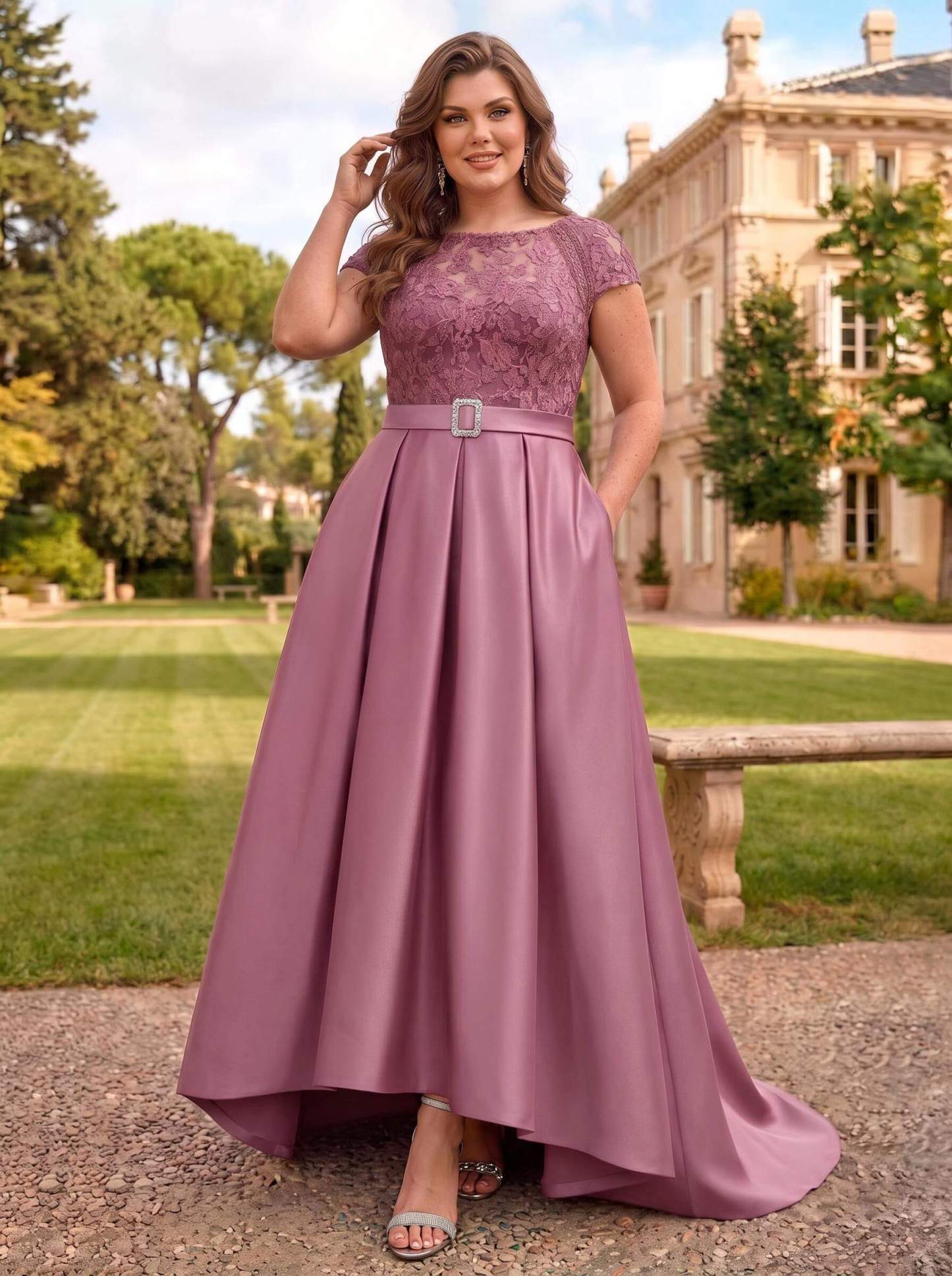 Lace Elegant A-Line Mother Of The Bride Dresses With Beading Satin
