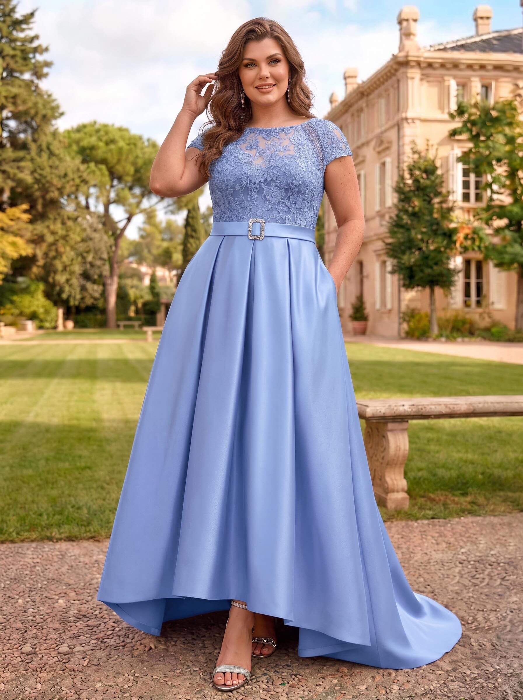 Lace Elegant A-Line Mother Of The Bride Dresses With Beading Satin
