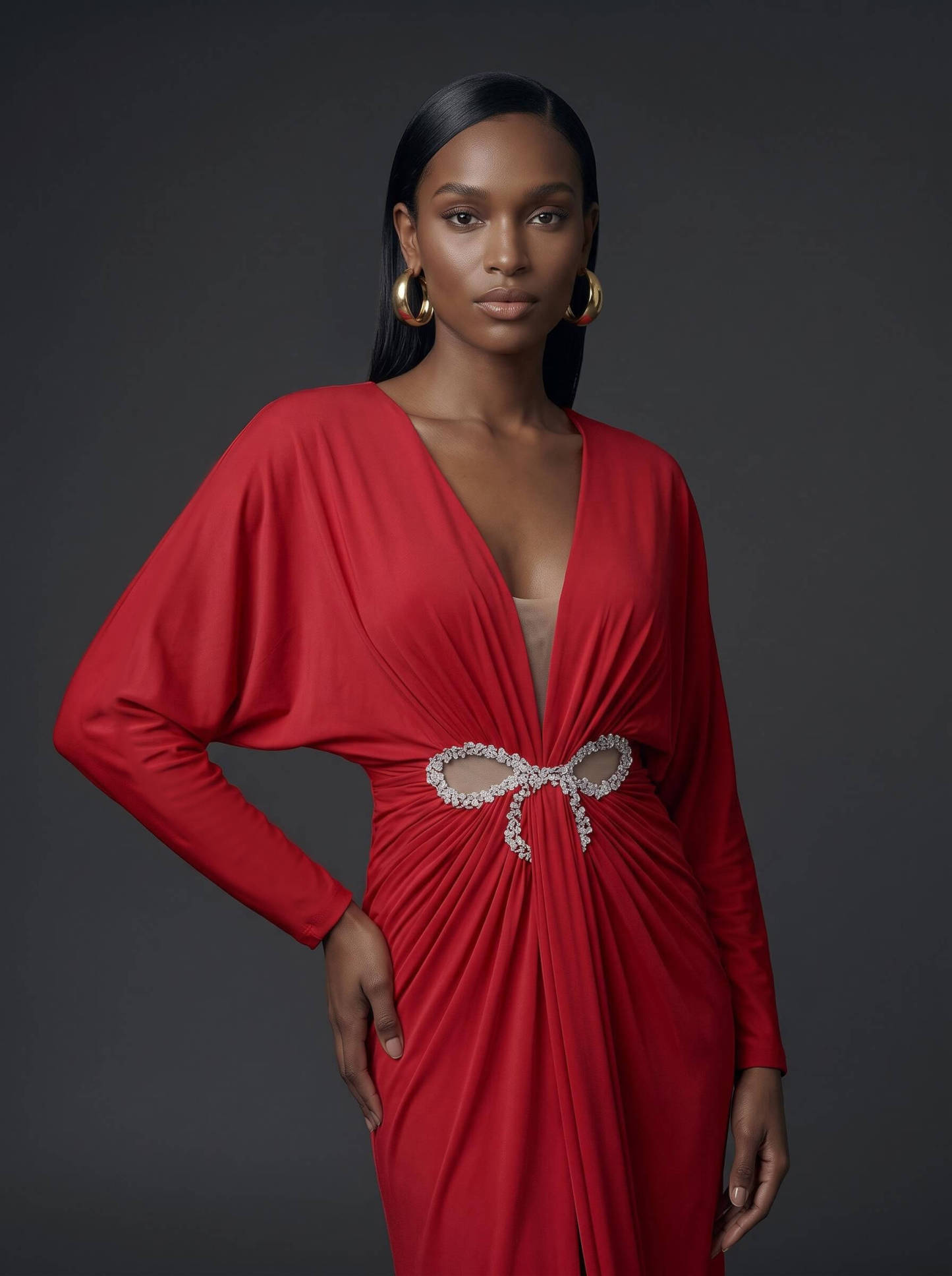 V-Neck Long Sleeves Beading Evening Dresses, supplier image 2