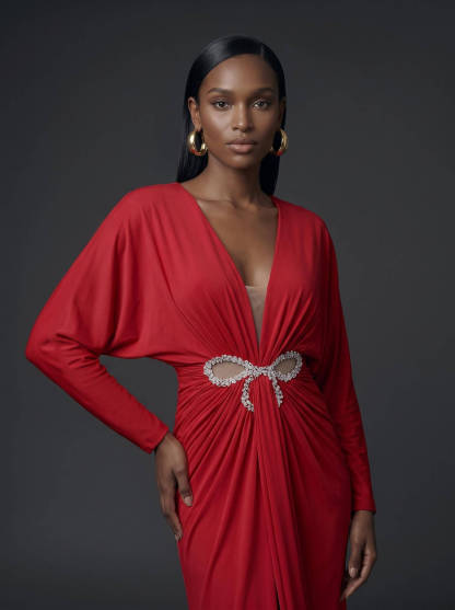 V-Neck Long Sleeves Beading Evening Dresses, supplier image 2
