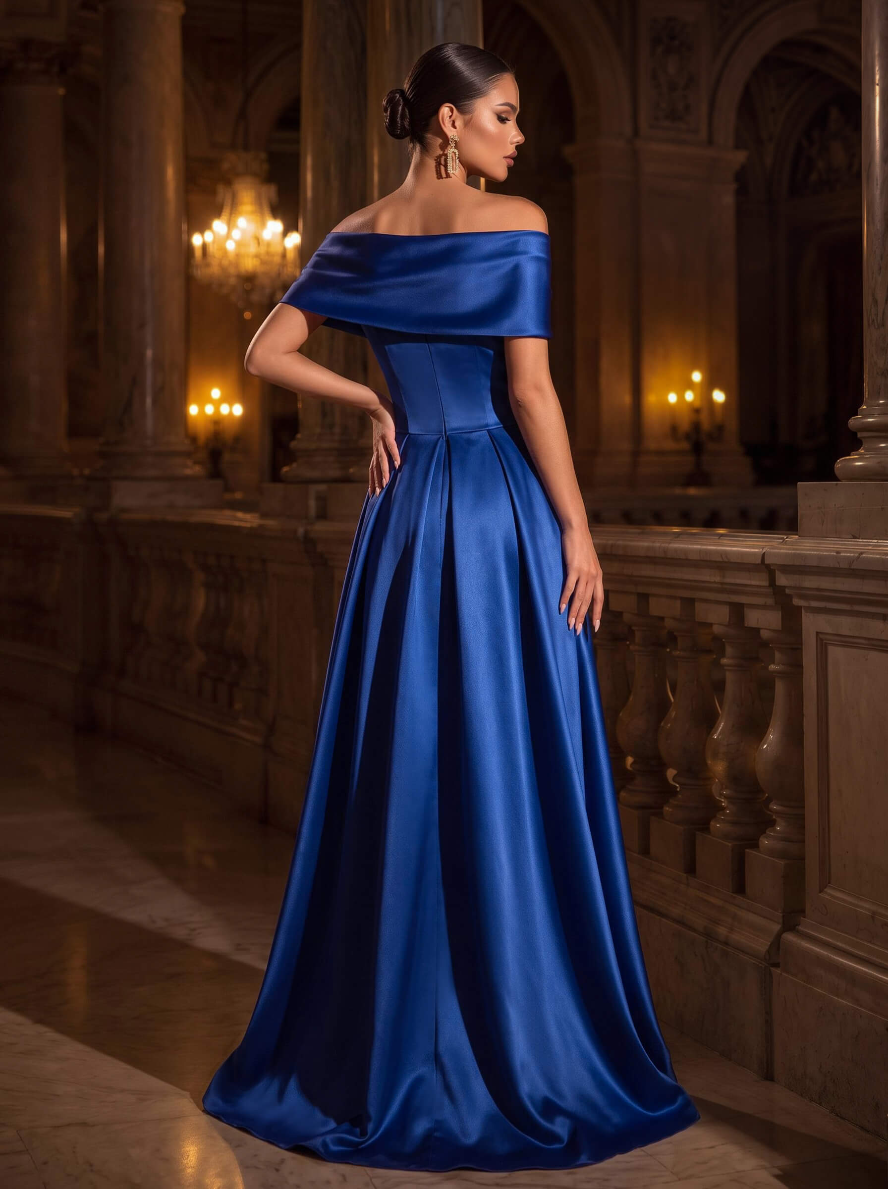 A-Line Square Neckline Short Sleeves Sweep Train Satin Mother Of The Bride Dresses, image 2