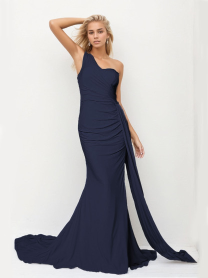 Dress Trumpet/Mermaid Elegant Sleeveless One Shoulder Formal Evening Dress