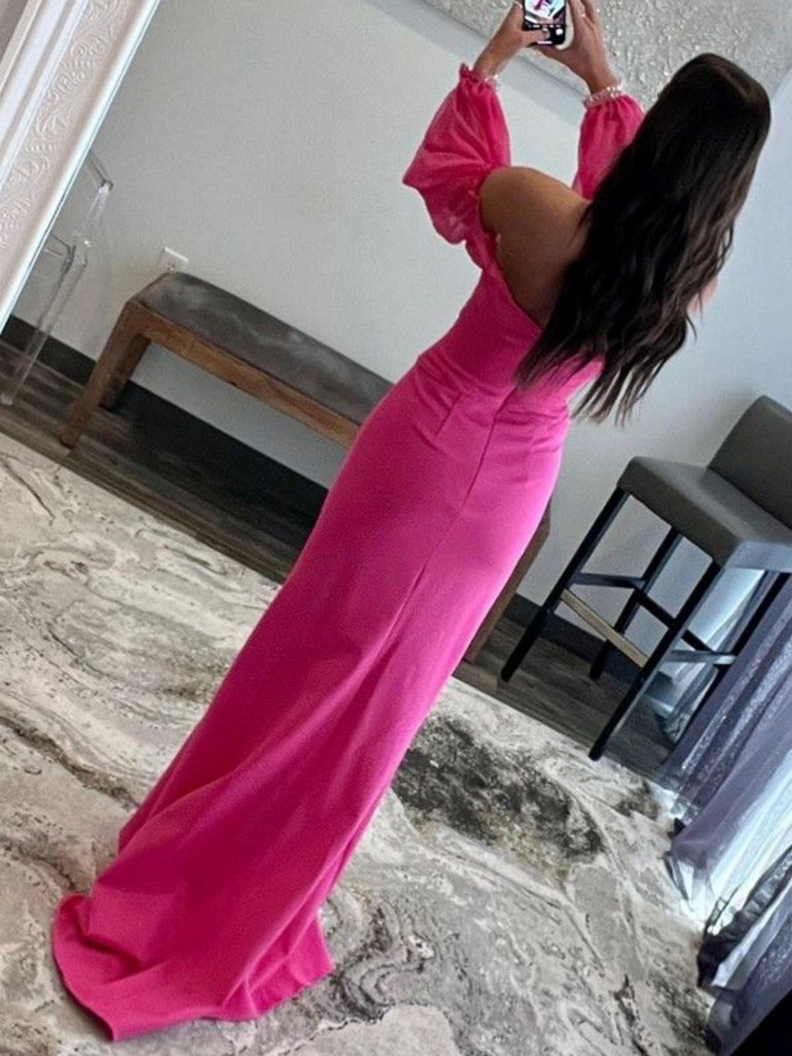 Sheath/Column Chiffon Ruched Off-the-Shoulder Long Sleeves Dresses