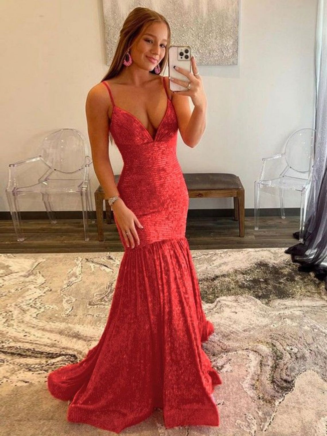 Trumpet/Mermaid Ruffles V-neck Sleeveless Sweep/Brush Train Dresses