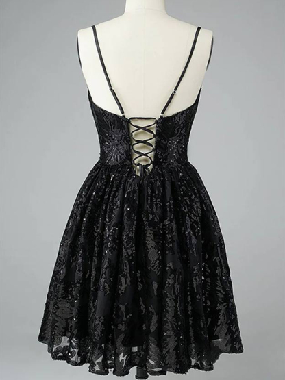 Dress A-line Short/Mini Cocktail Little Black Dress Dress with Beading