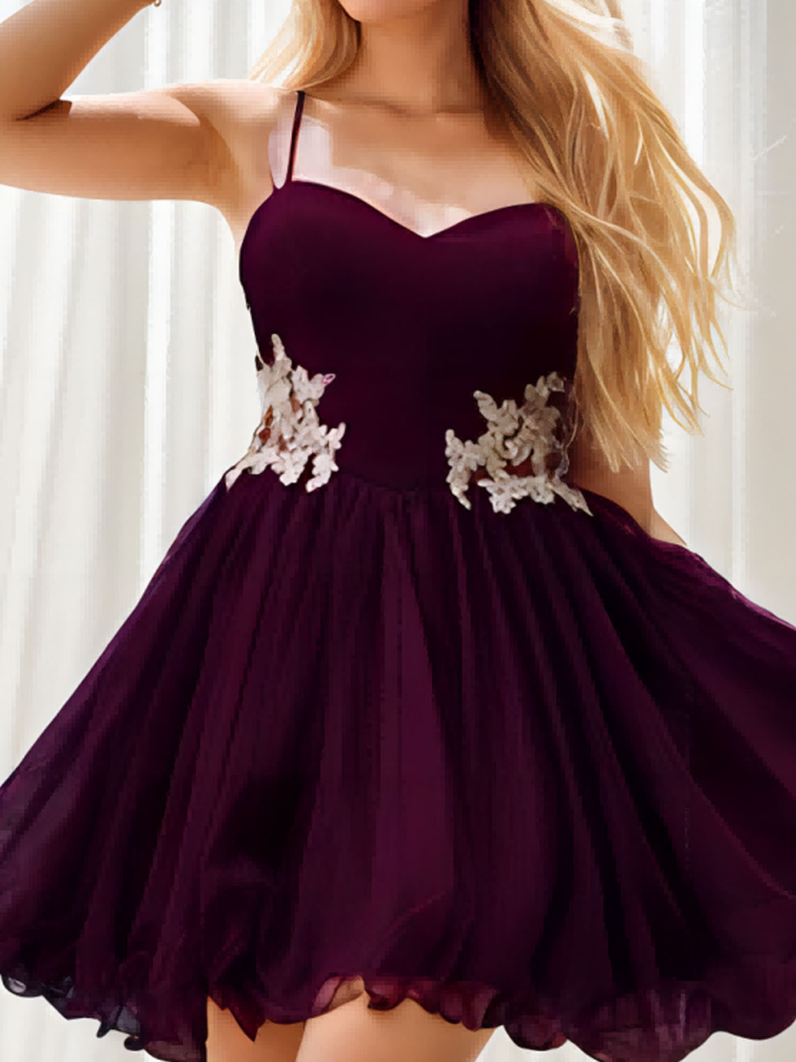 A-Line/Princess Applique Sleeveless Short/Mini Dresses