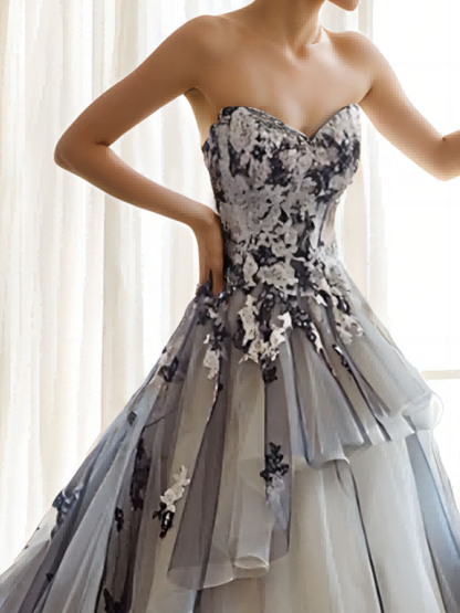 Dresses Ball Gown Formal Wedding Dresseseses in Color Black with Beading Appliques