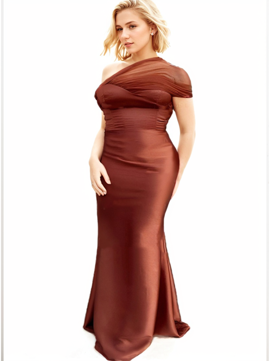 Trumpet/Mermaid One-Shoulder Sleeveless Satin/Tulle Bridesmaid Dresses