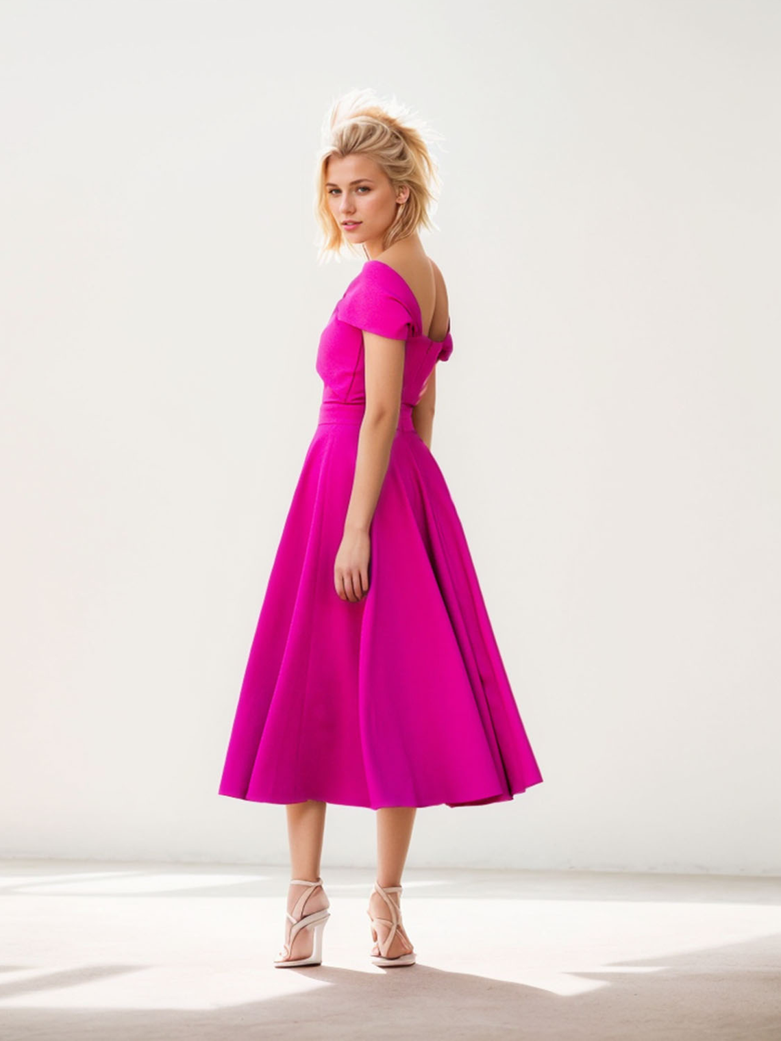 A-Line Homecoming Dress Tea Length Off Shoulder Ruched Stretch Fabric 