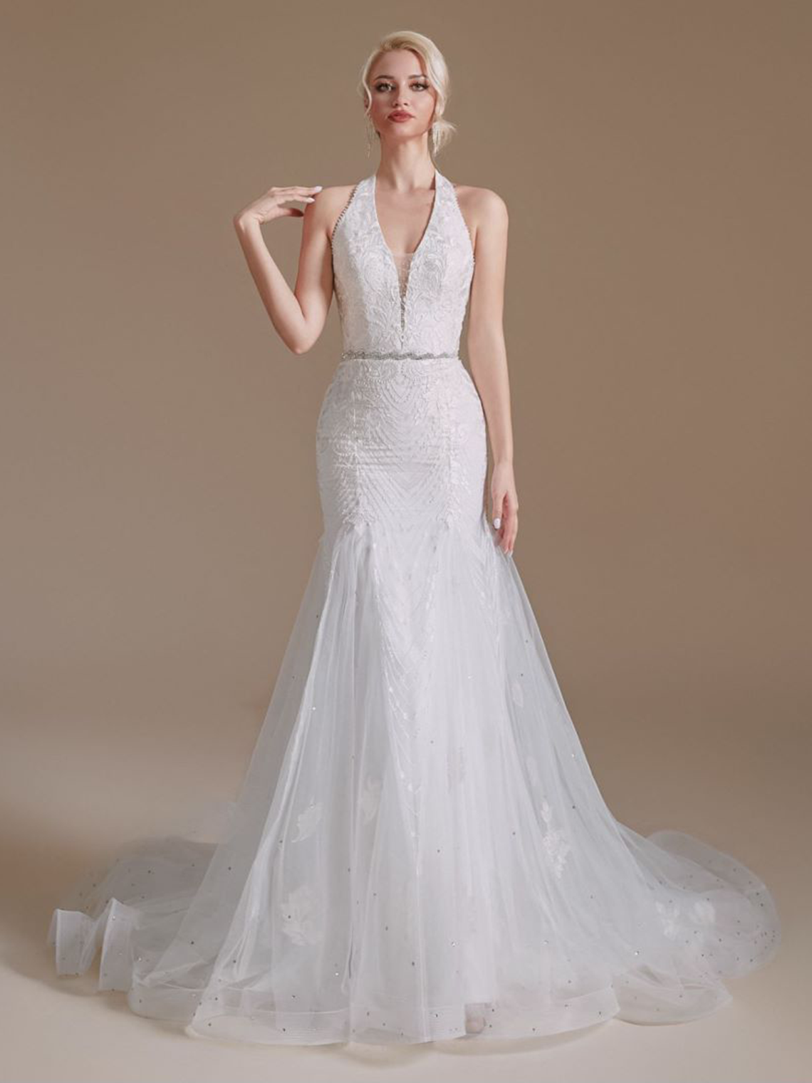 Trumpet/Mermaid Elegant Sleeveless Sweep/BrushTrain Wedding Dresses