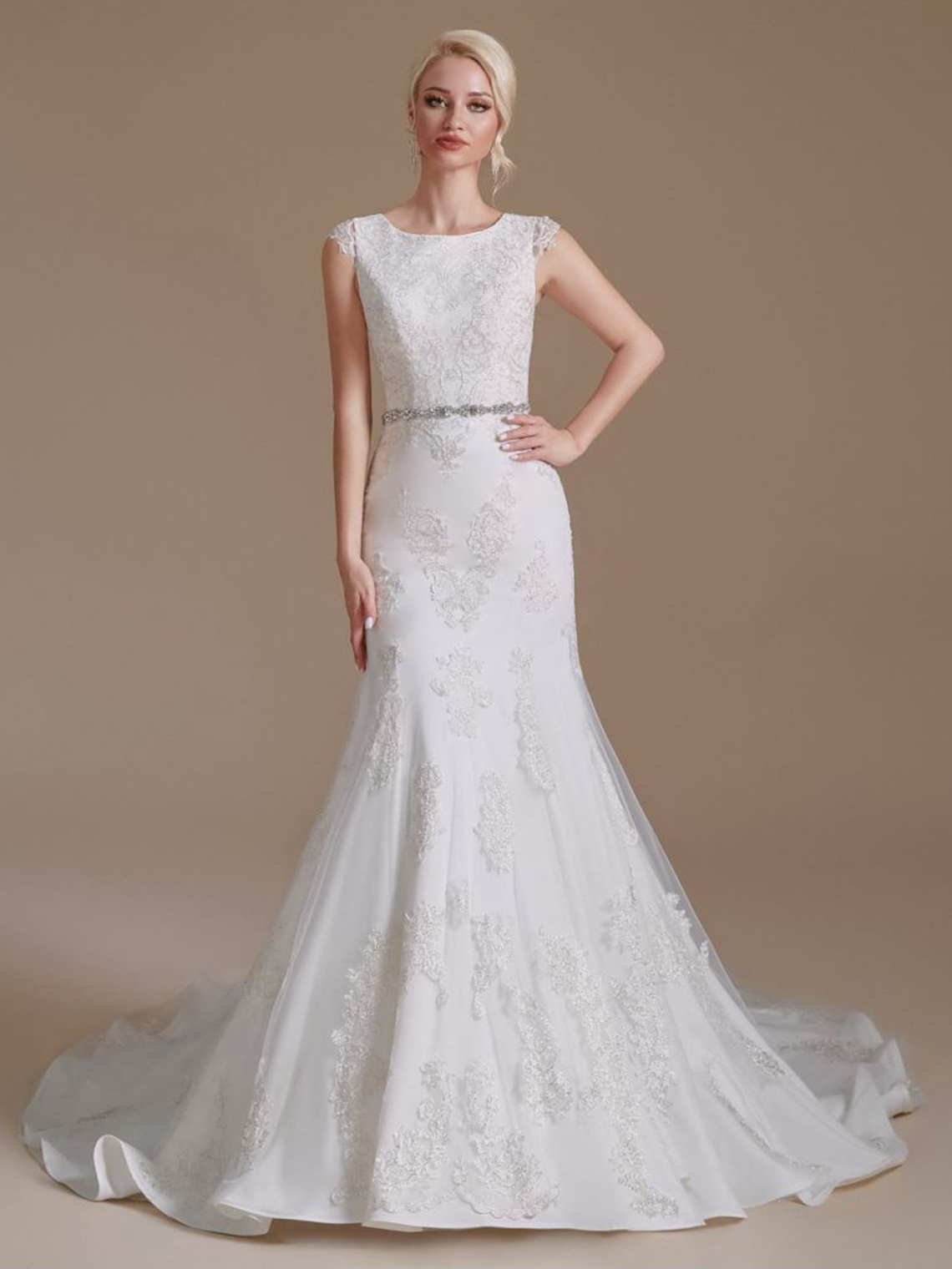 Trumpet/Mermaid Pure Color Sweep/BrushTrain Elegant Wedding Dresses