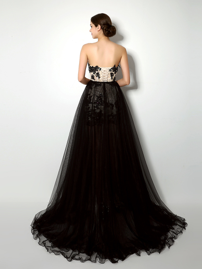 Dress A-Line/Princess Sexy Party Cocktail Dress Tulle Appliques with Beading