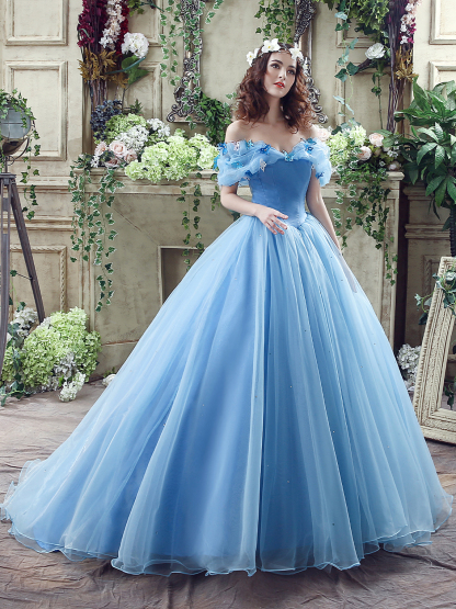 Dress Ball Gown Elegant Prom Gown Quinceanera Tulle Appliques with Beading