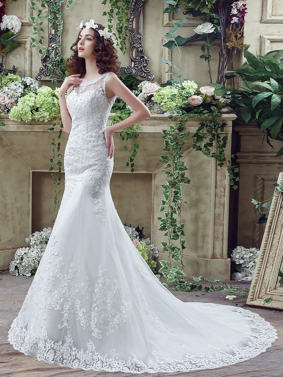 A-Line/Princess Elegant Formal Wedding Dresses Beading with Appliques