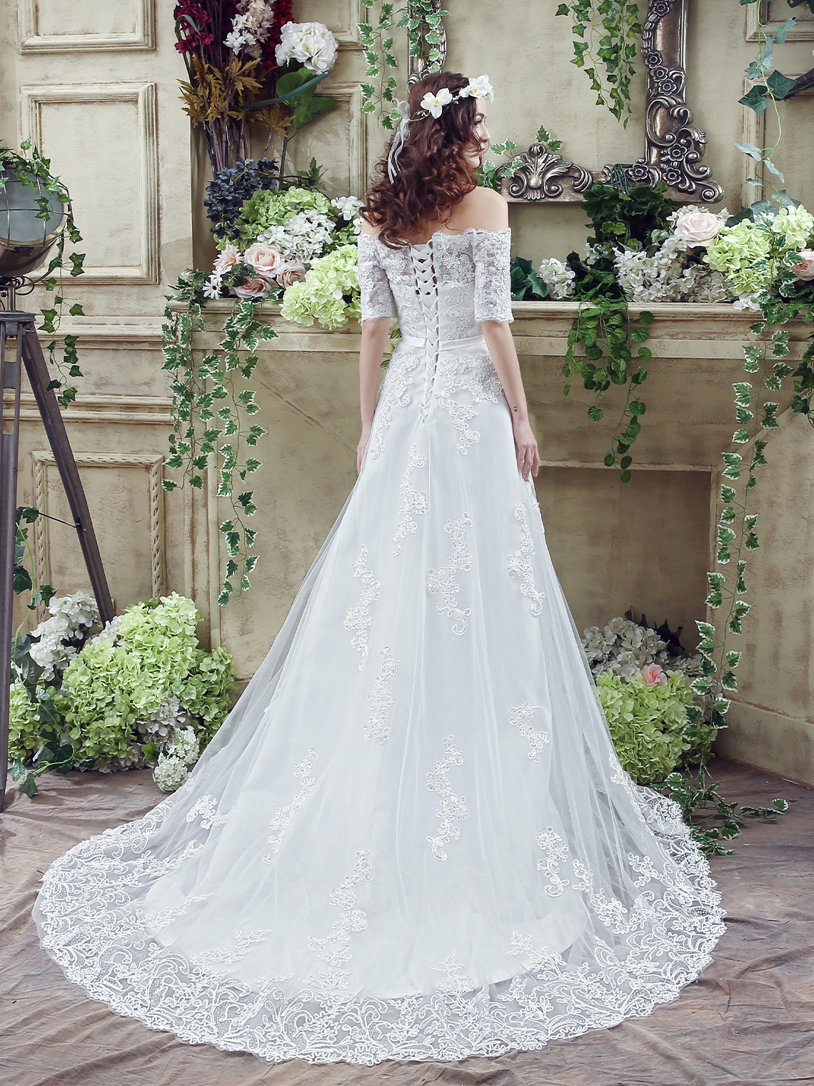 A-Line/Princess Elegant Formal Wedding Dresses Lace Sequin with Appliques