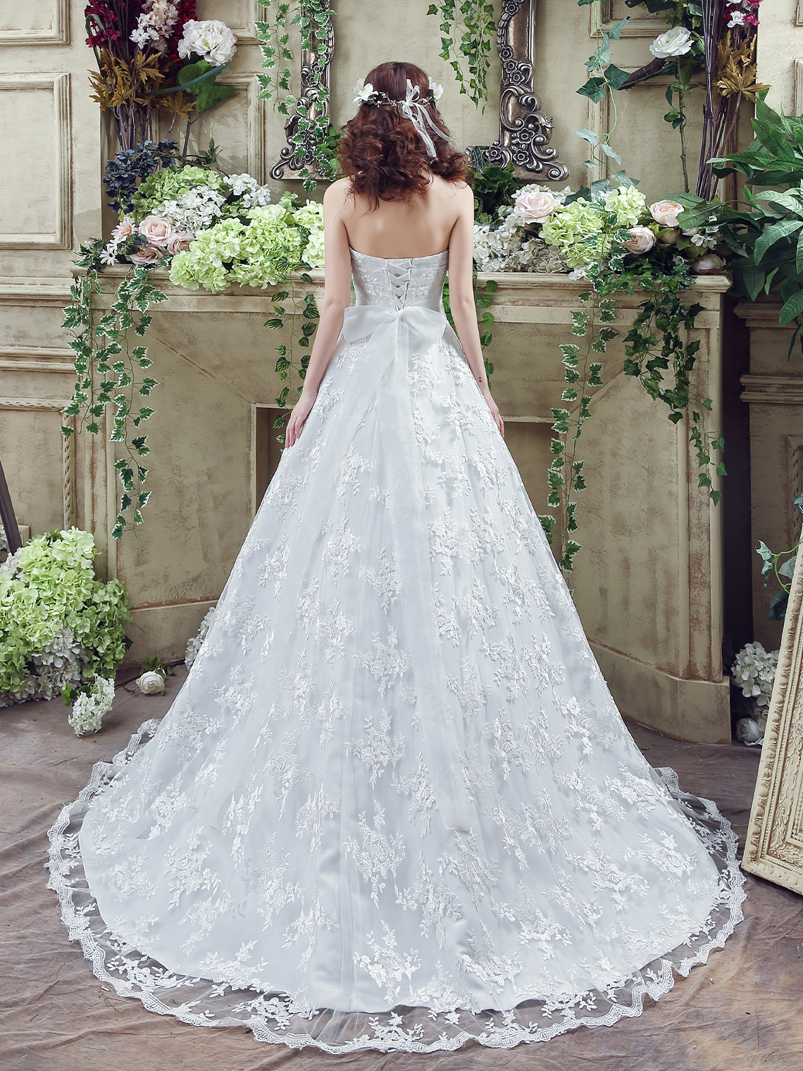 Ball Gown Engagement Elegant Wedding Dress Lace Sequin with Appliques