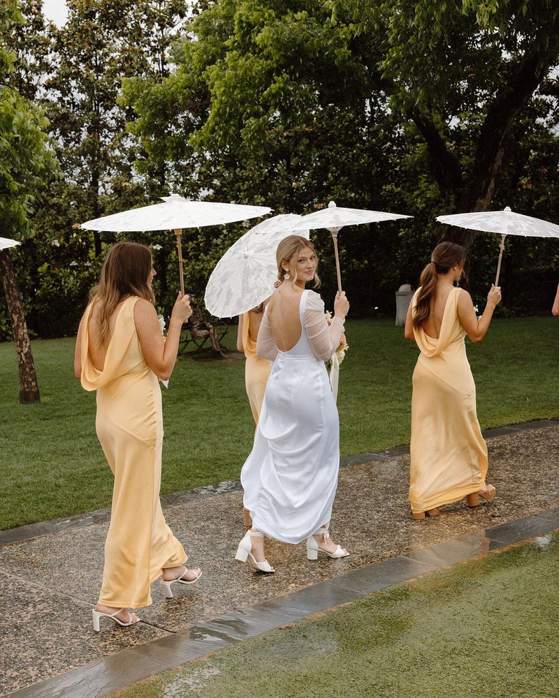 Sheath/Column V Neck Saitn Orange Bridesmaid Dresses