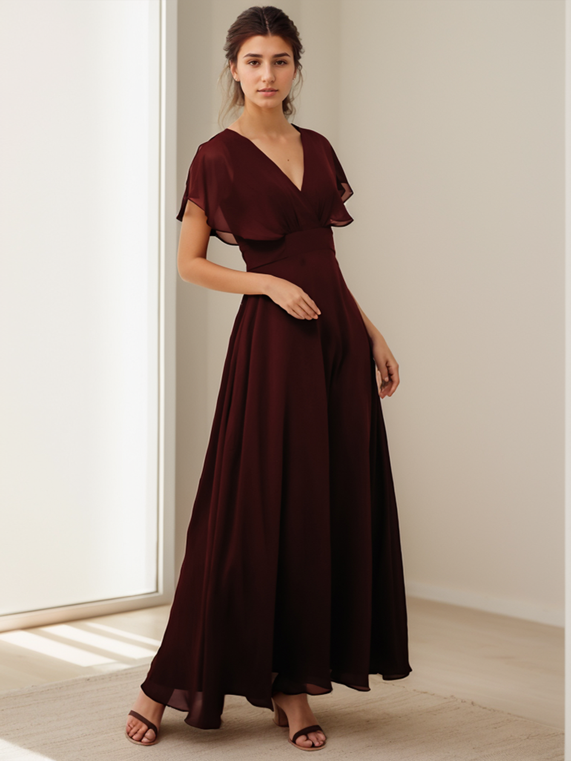 A-Line Evening Gown Elegant Prom Dress Bridesmaid Dress with Pleats
