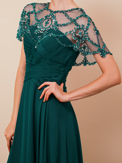 Dress A-Line/Princess Floor Length Beading Wedding Guest Evening Dress