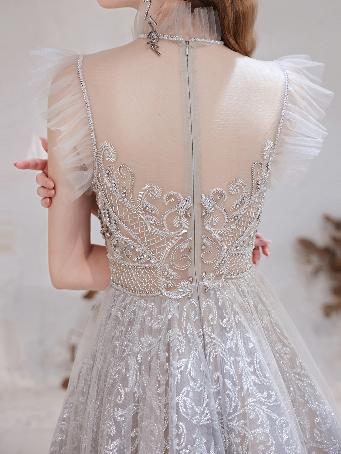 A-Line/Princess Prom Dresses Formal Evening Dress Tulle Sequin Beading