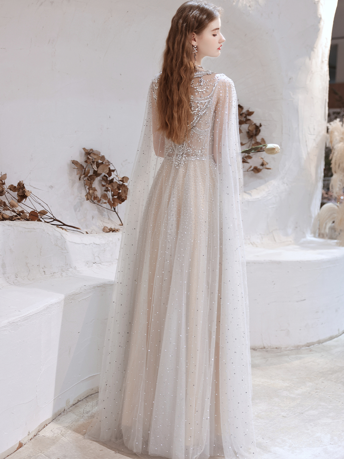 A-Line/Princess Evening Gown Luxury Prom Graduation Dress Floor Length