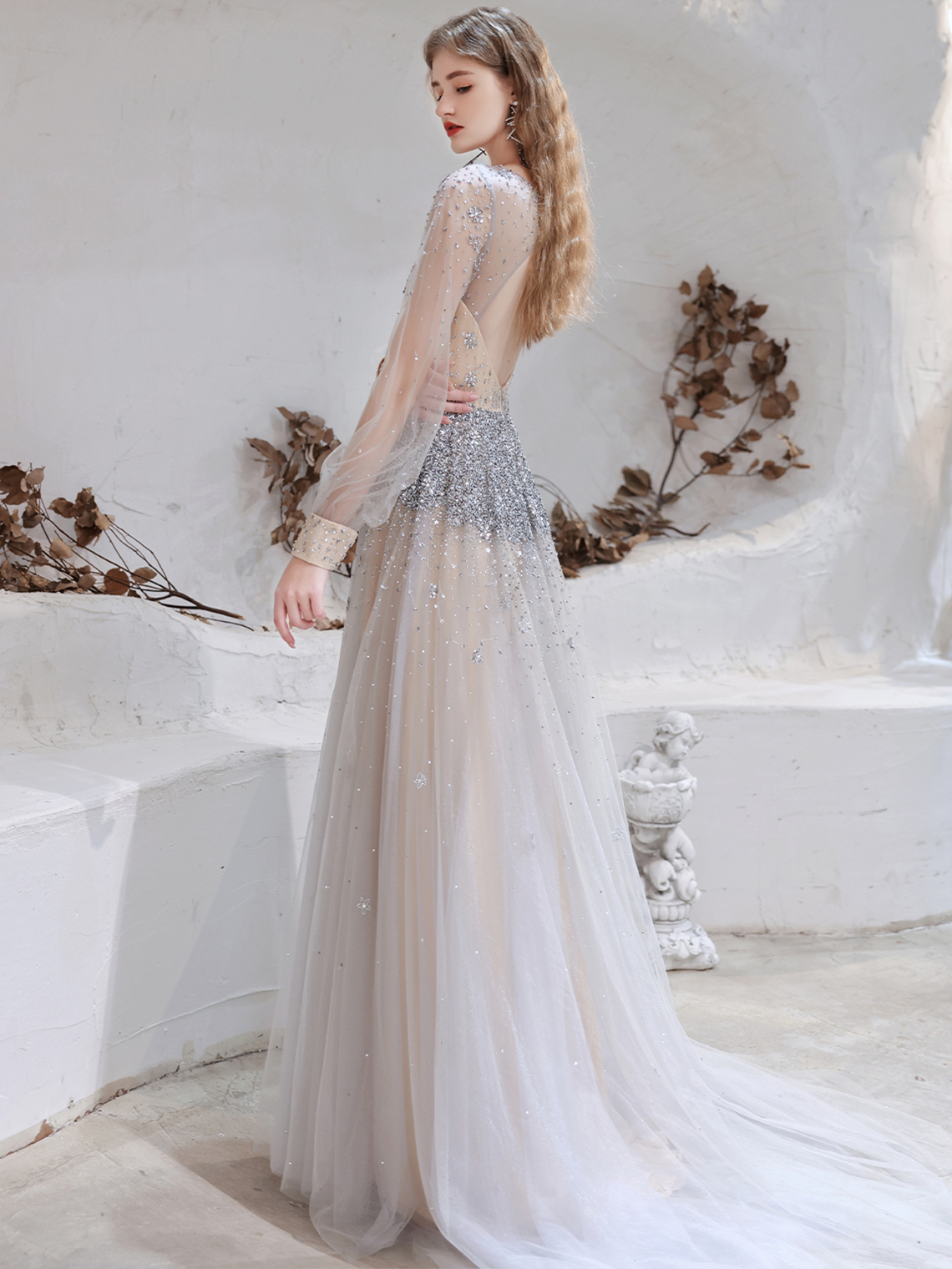 A-Line/Princess  Elegant Evening Gown Sweep/Brush Train Prom Dress