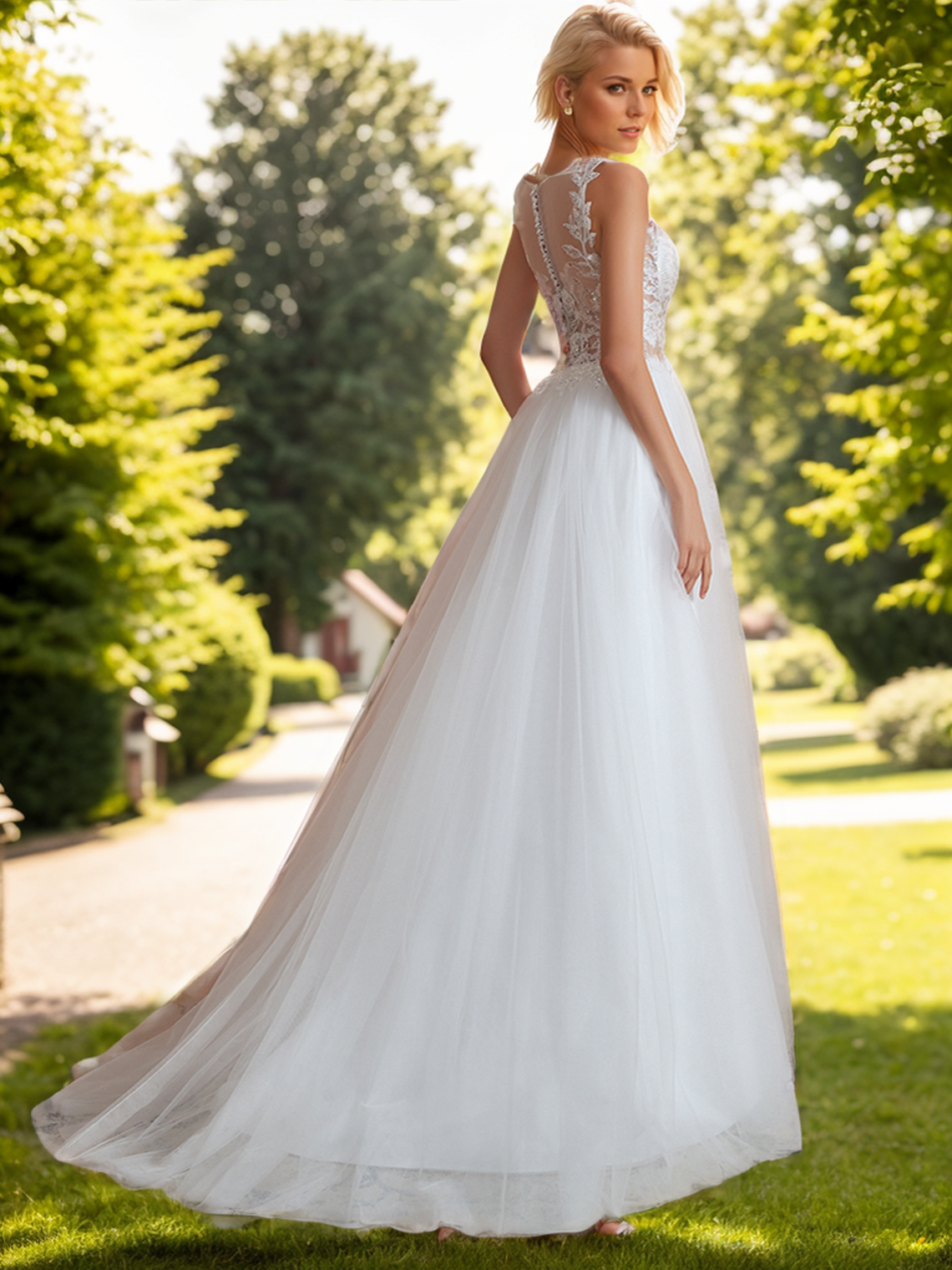 A-line/Princess Formal Wedding Dresses Romantic Engagement Bridal Gowns